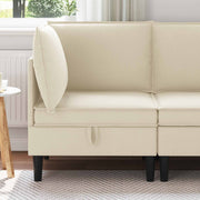vidaXL Hoeksofa met Opbergruimte Crèmekleurig Fluweel