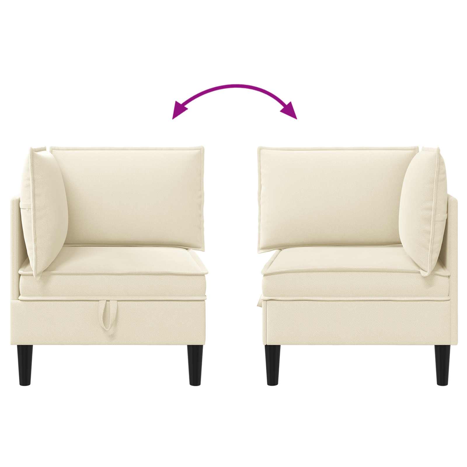 vidaXL Hoeksofa met Opbergruimte Crèmekleurig Fluweel