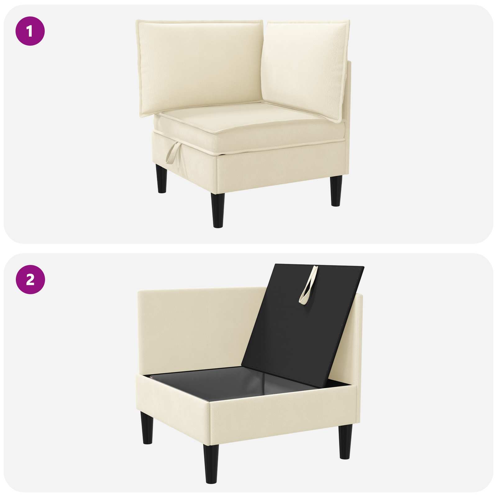 vidaXL Hoeksofa met Opbergruimte Crèmekleurig Fluweel