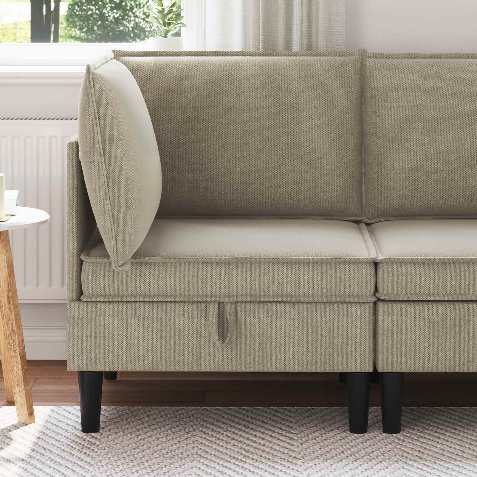 vidaXL Hoeksofa met Opbergruimte Crèmekleurig Fluweel