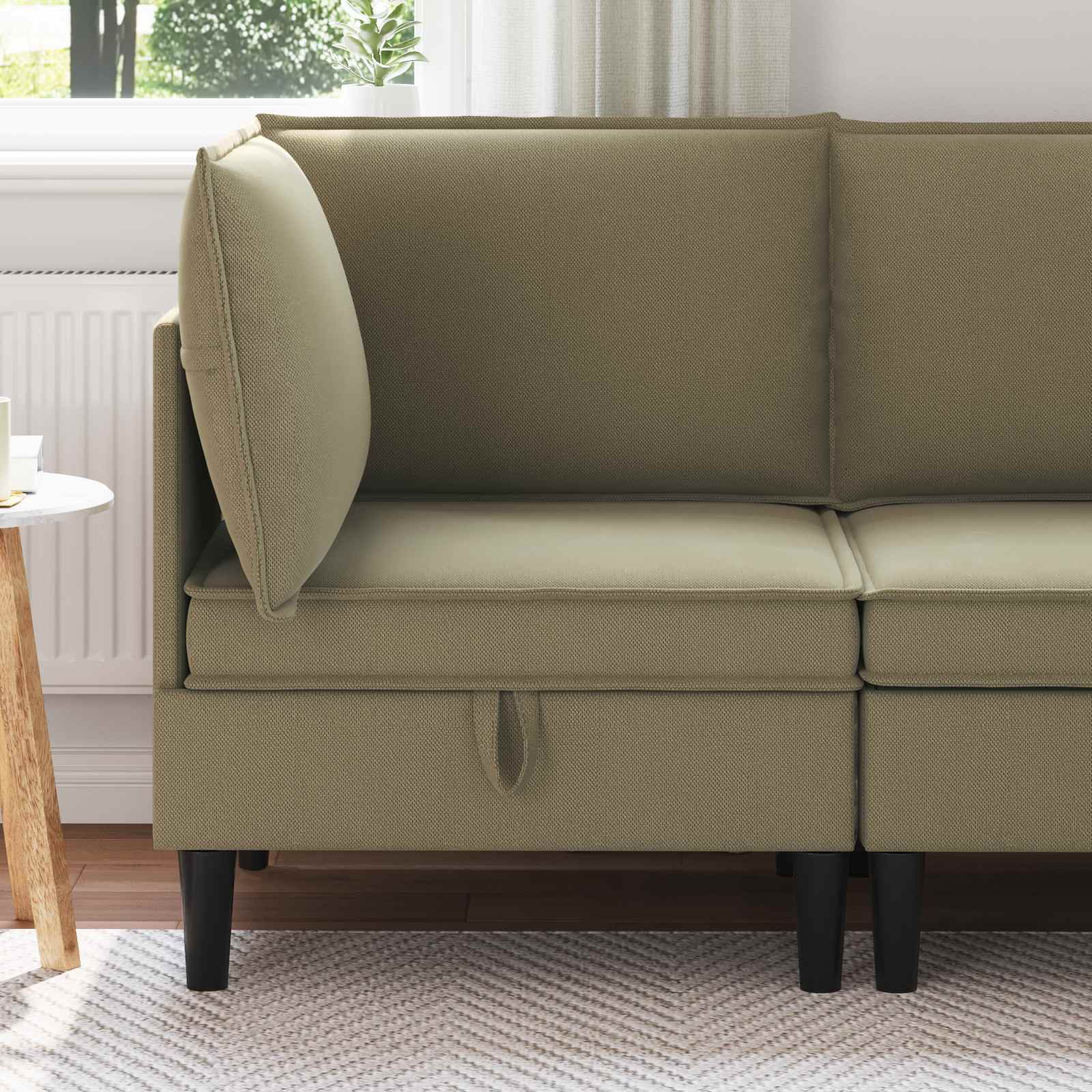 vidaXL Hoeksofa met Opbergruimte Crèmekleurig Fluweel