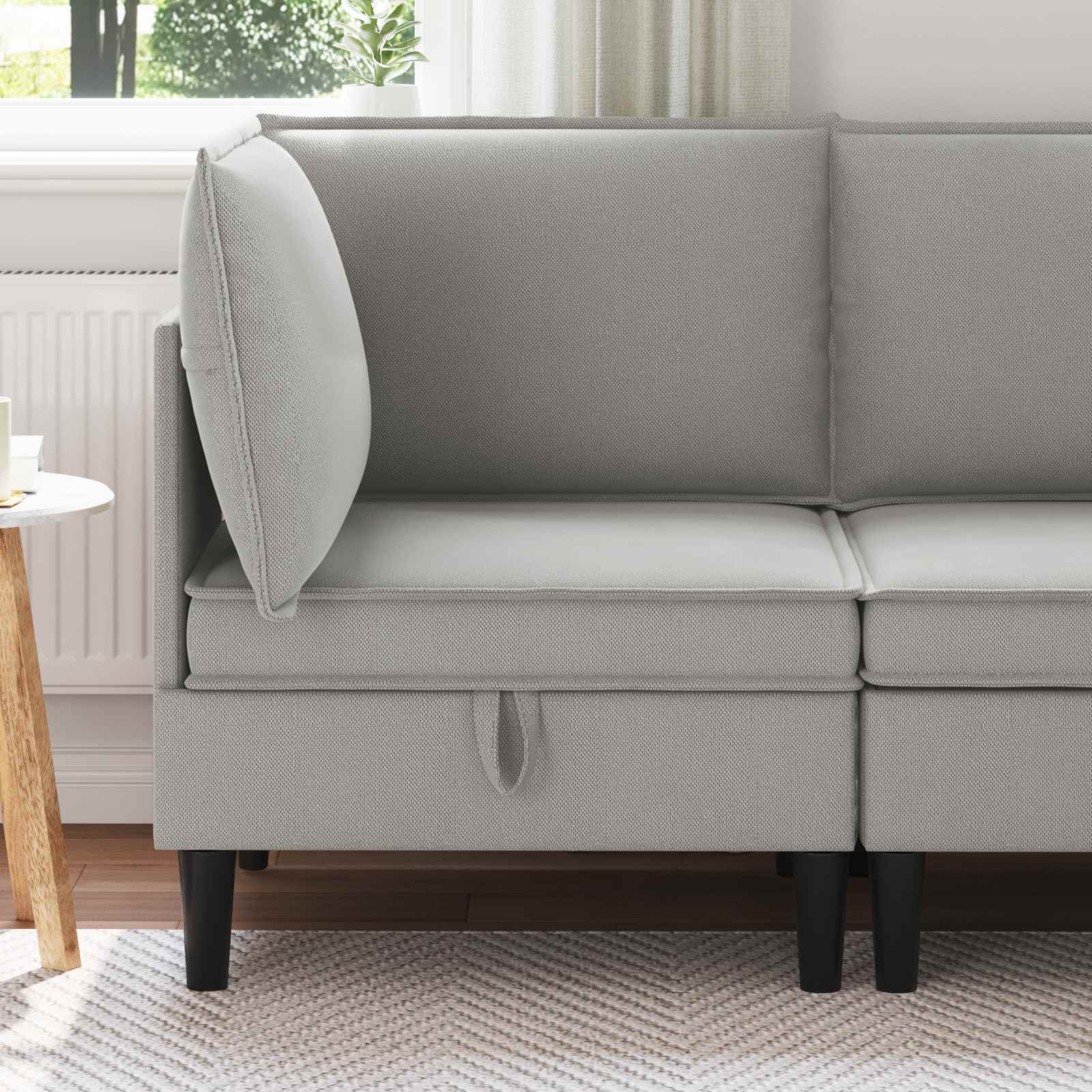vidaXL Hoeksofa met Opbergruimte Crèmekleurig Fluweel