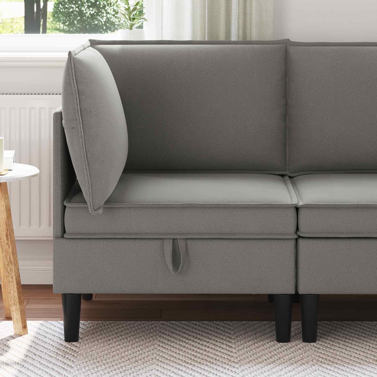 vidaXL Hoeksofa met Opbergruimte Crèmekleurig Fluweel