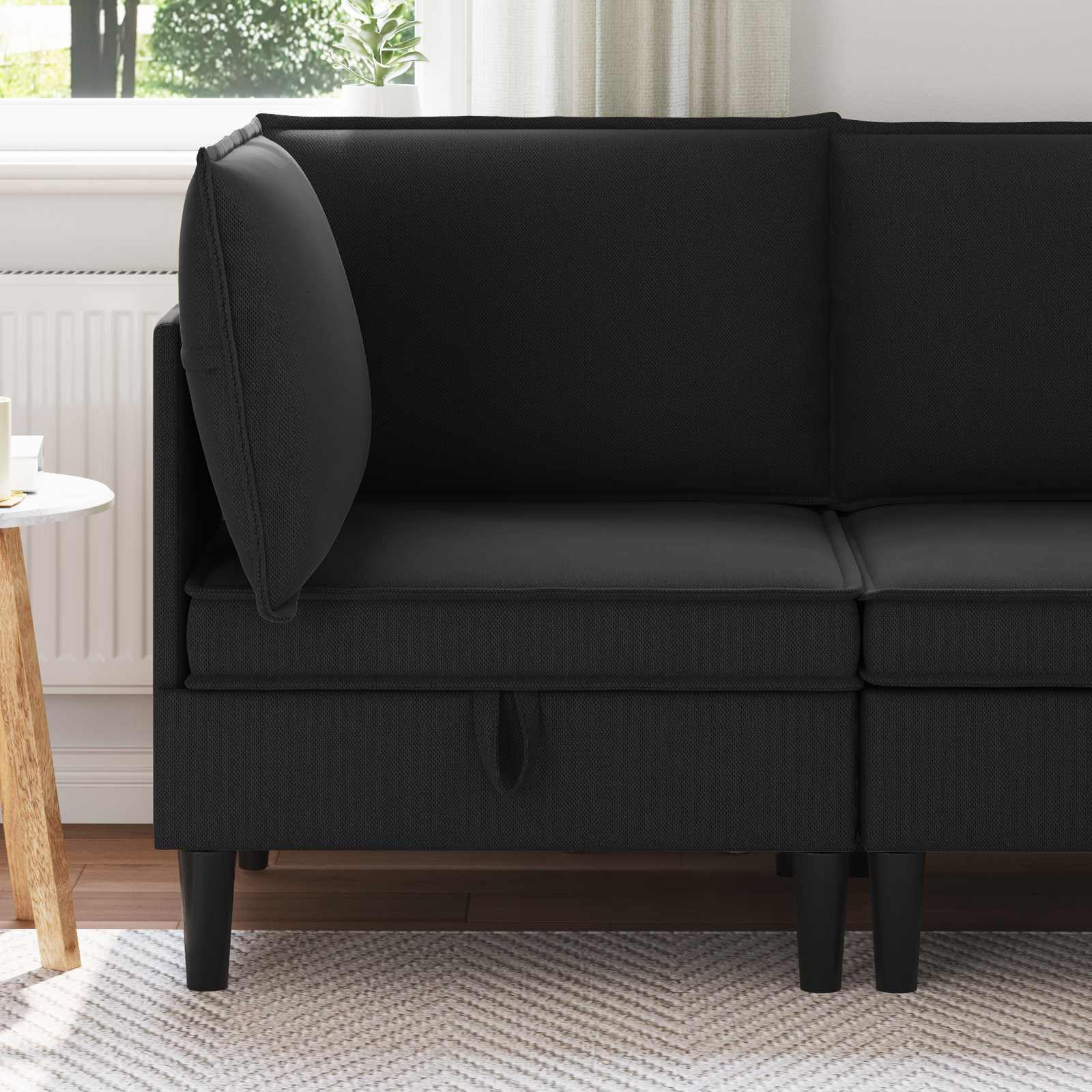 vidaXL Hoeksofa met Opbergruimte Crèmekleurig Fluweel