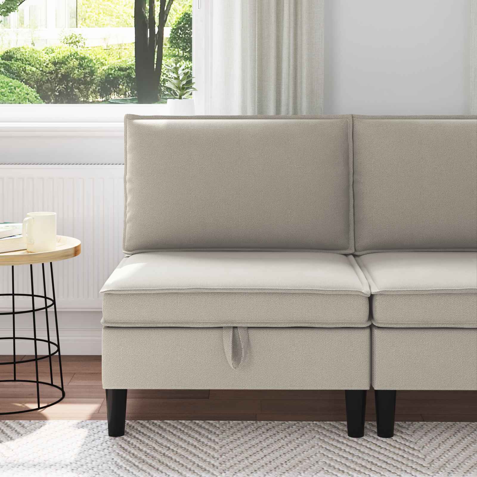 vidaXL Hoeksofa met Opbergruimte Crèmekleurig Fluweel