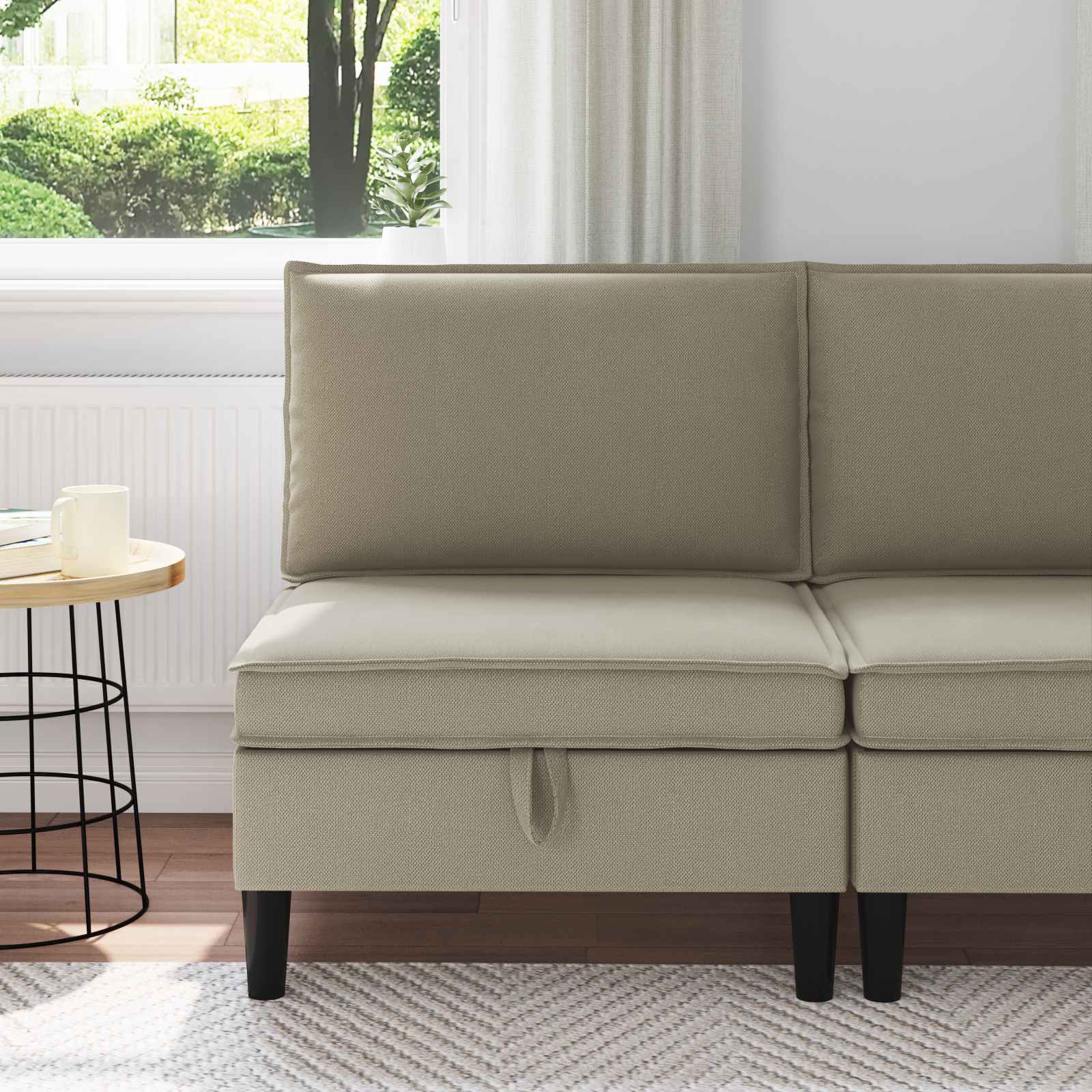 vidaXL Hoeksofa met Opbergruimte Crèmekleurig Fluweel