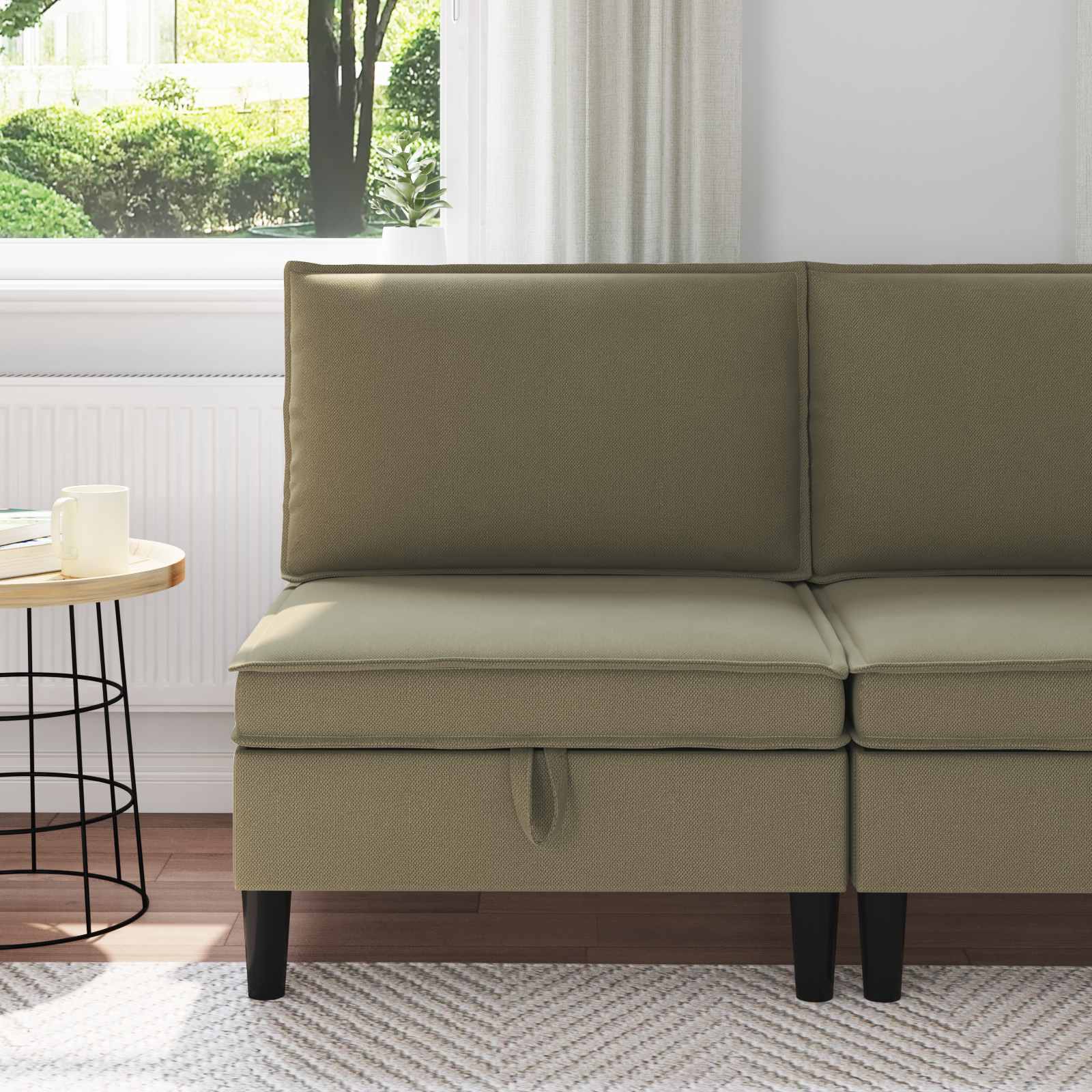 vidaXL Hoeksofa met Opbergruimte Crèmekleurig Fluweel
