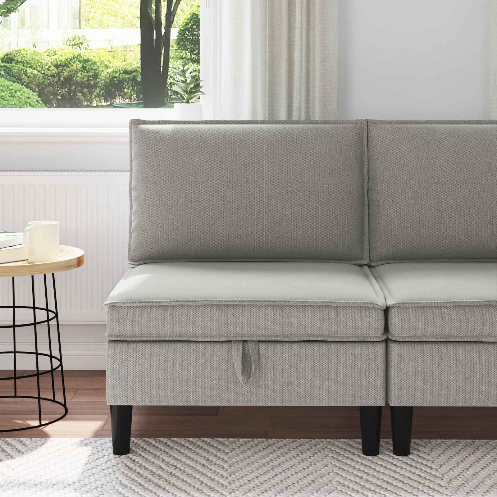vidaXL Hoeksofa met Opbergruimte Crèmekleurig Fluweel