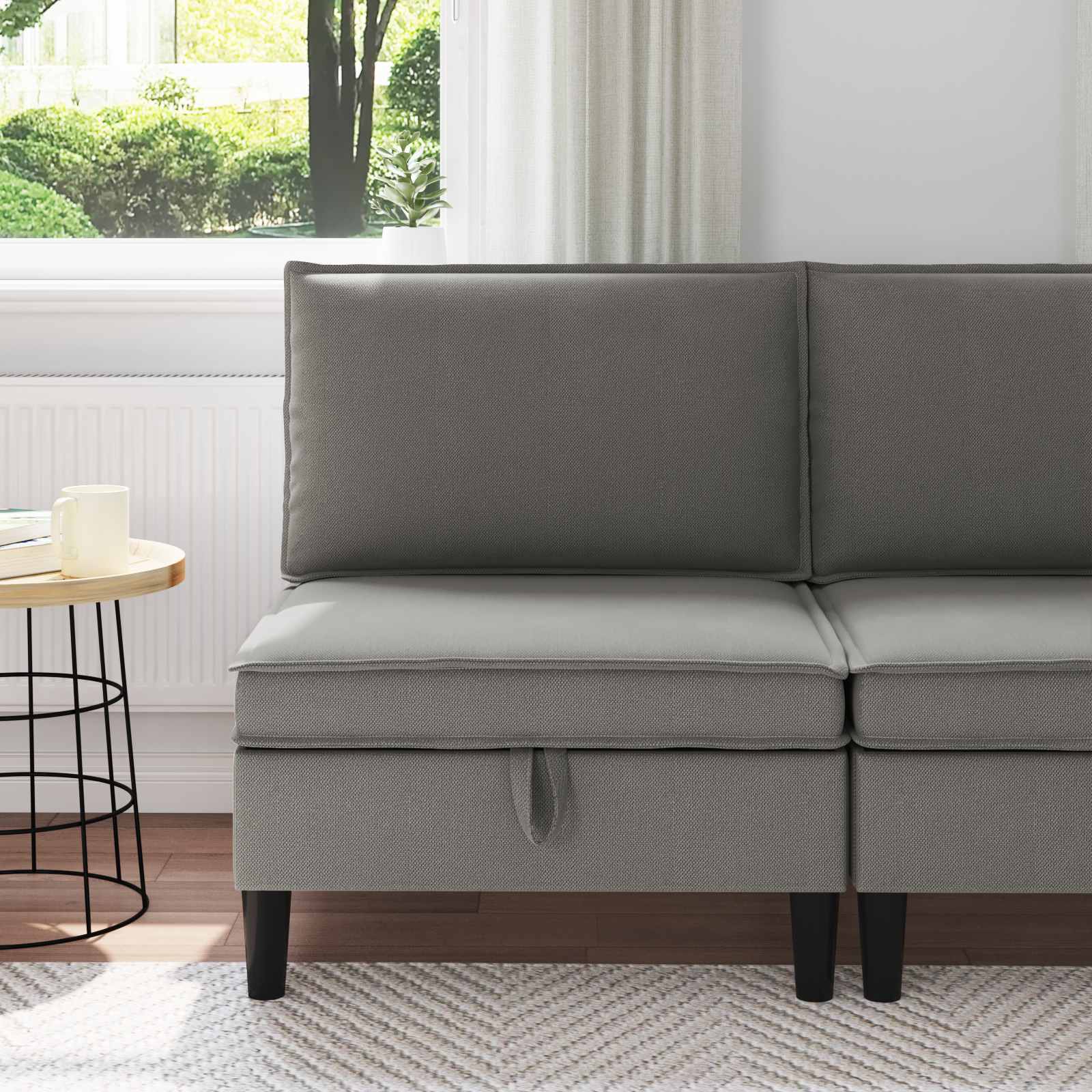 vidaXL Hoeksofa met Opbergruimte Crèmekleurig Fluweel