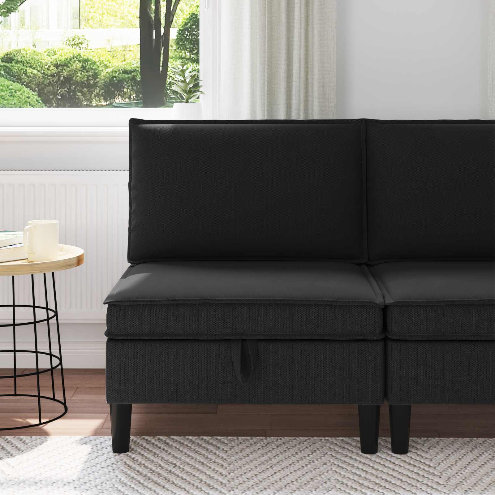 vidaXL Hoeksofa met Opbergruimte Crèmekleurig Fluweel