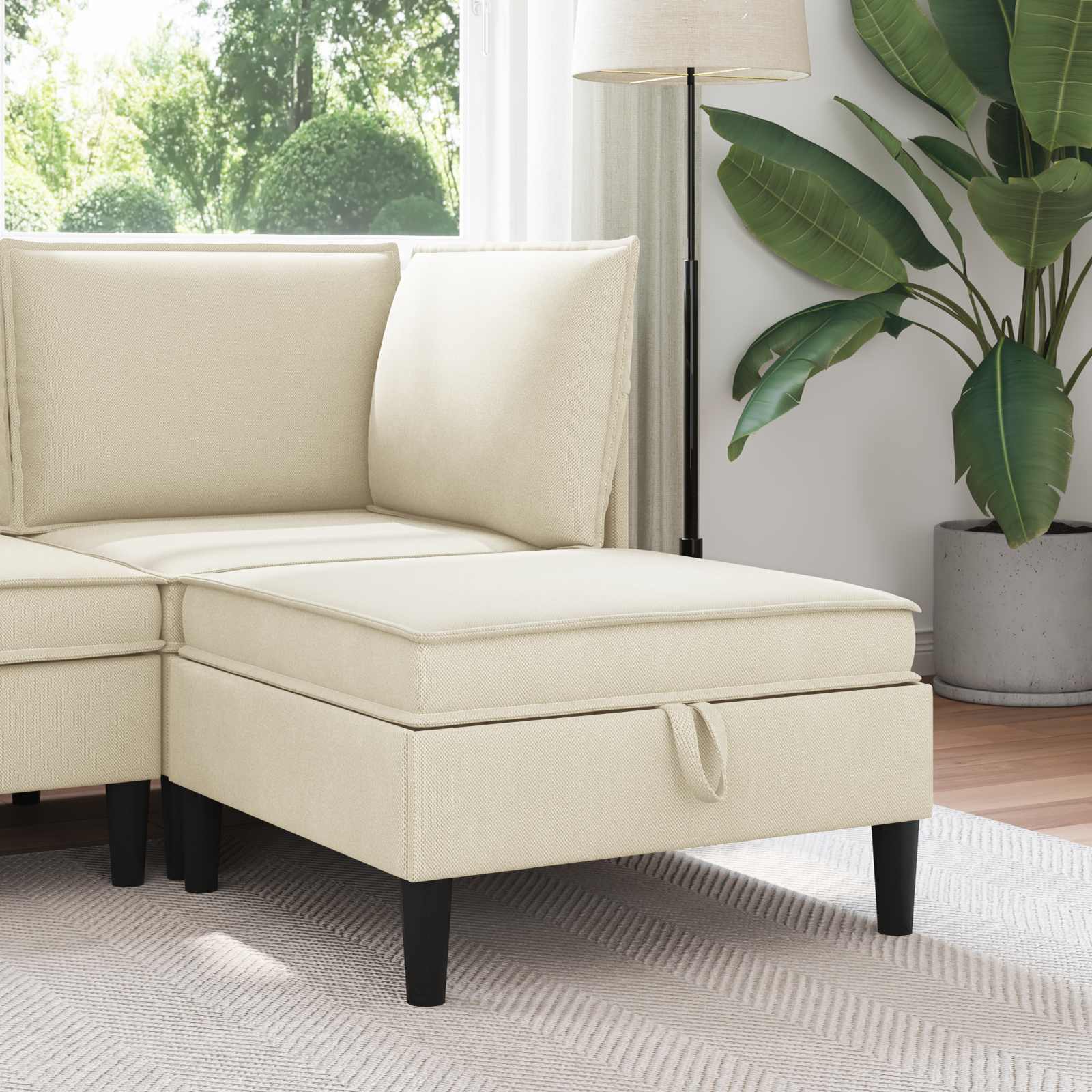 vidaXL Hoeksofa met Opbergruimte Crèmekleurig Fluweel