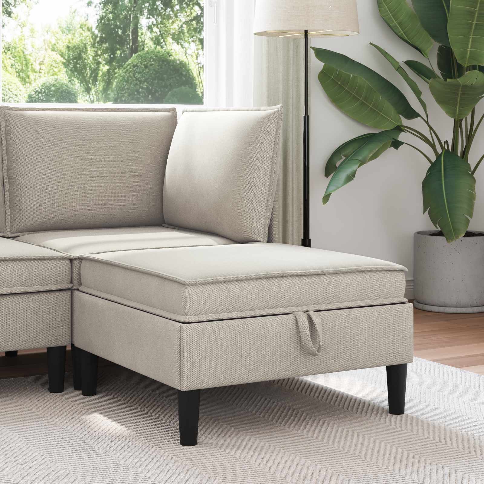 vidaXL Hoeksofa met Opbergruimte Crèmekleurig Fluweel