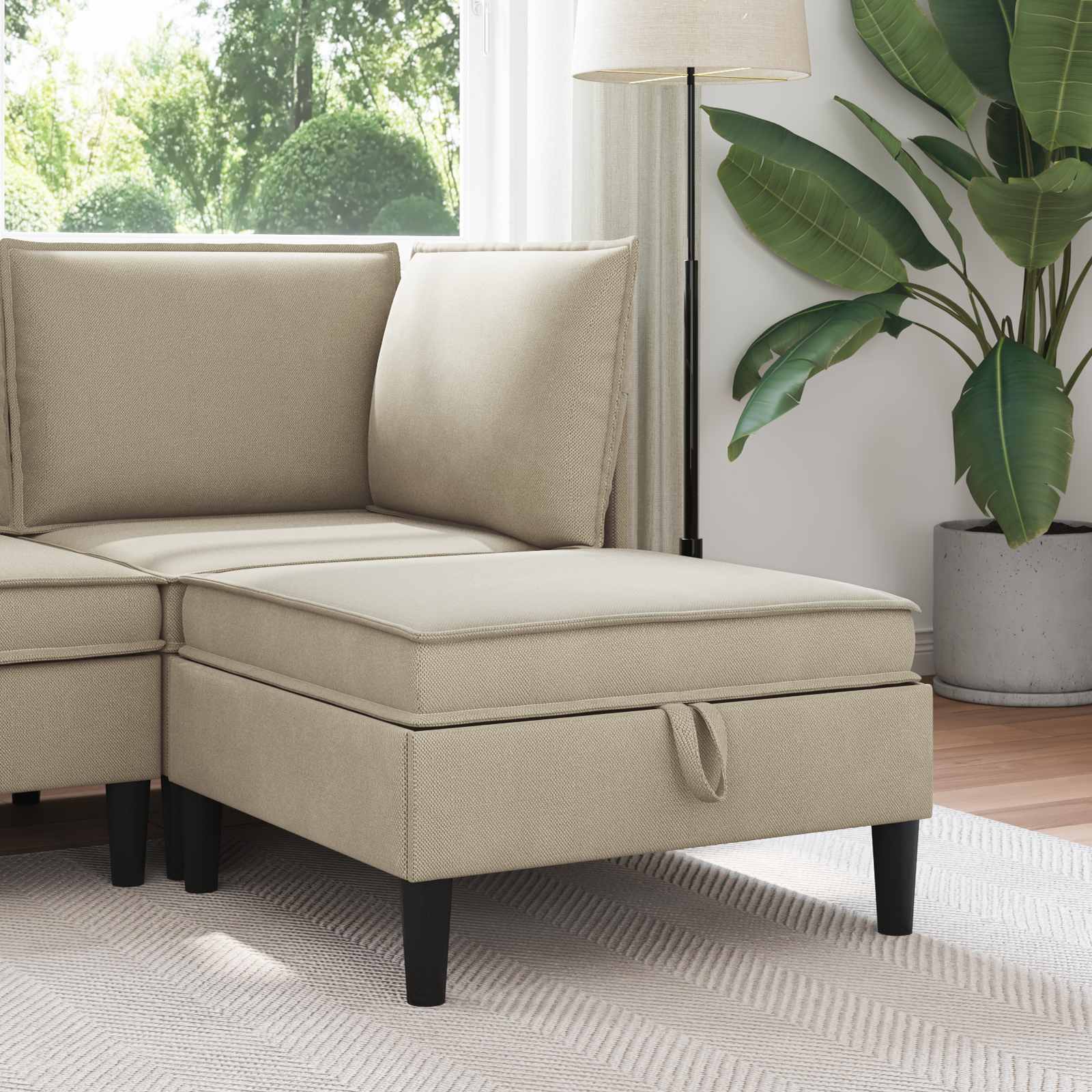 vidaXL Hoeksofa met Opbergruimte Crèmekleurig Fluweel