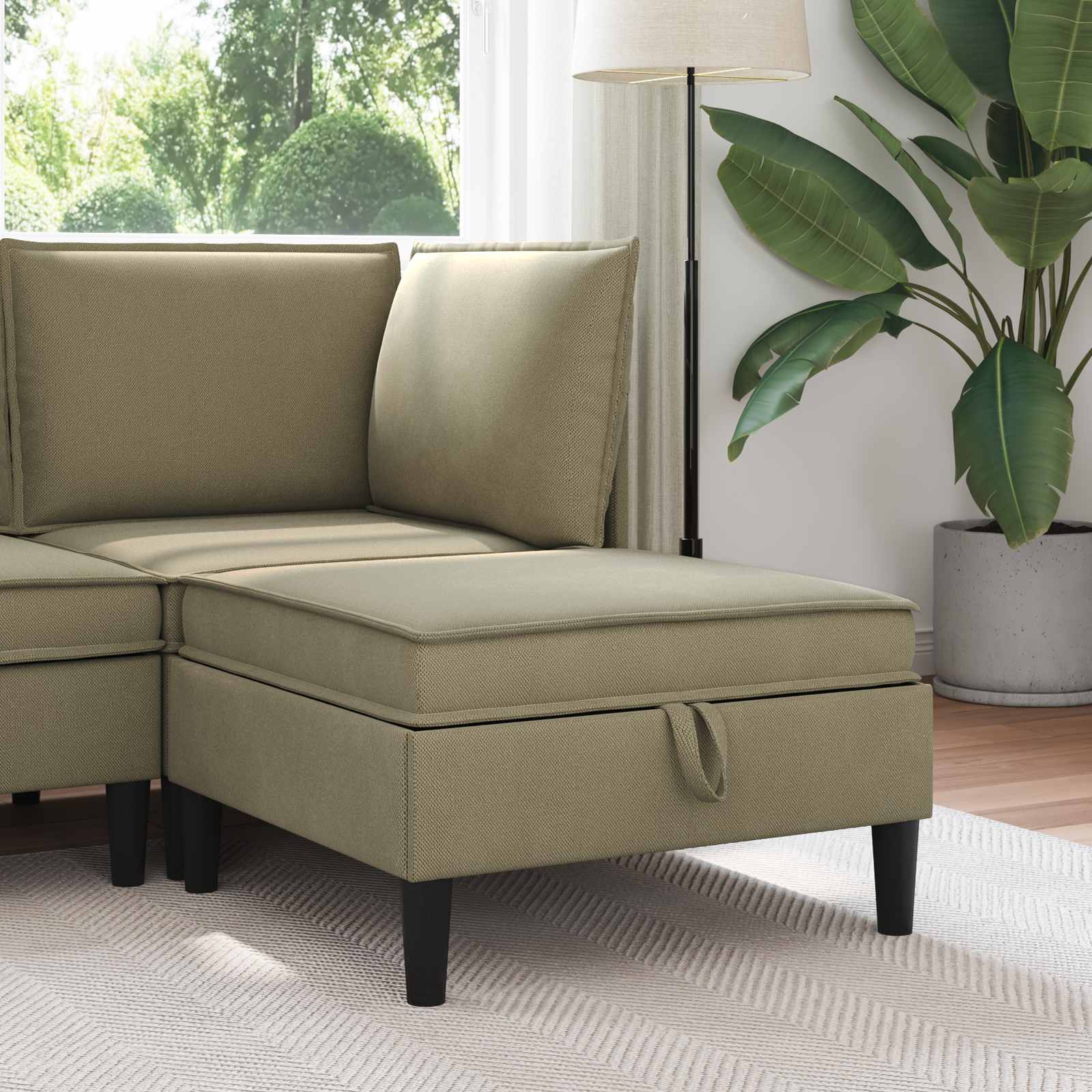 vidaXL Hoeksofa met Opbergruimte Crèmekleurig Fluweel