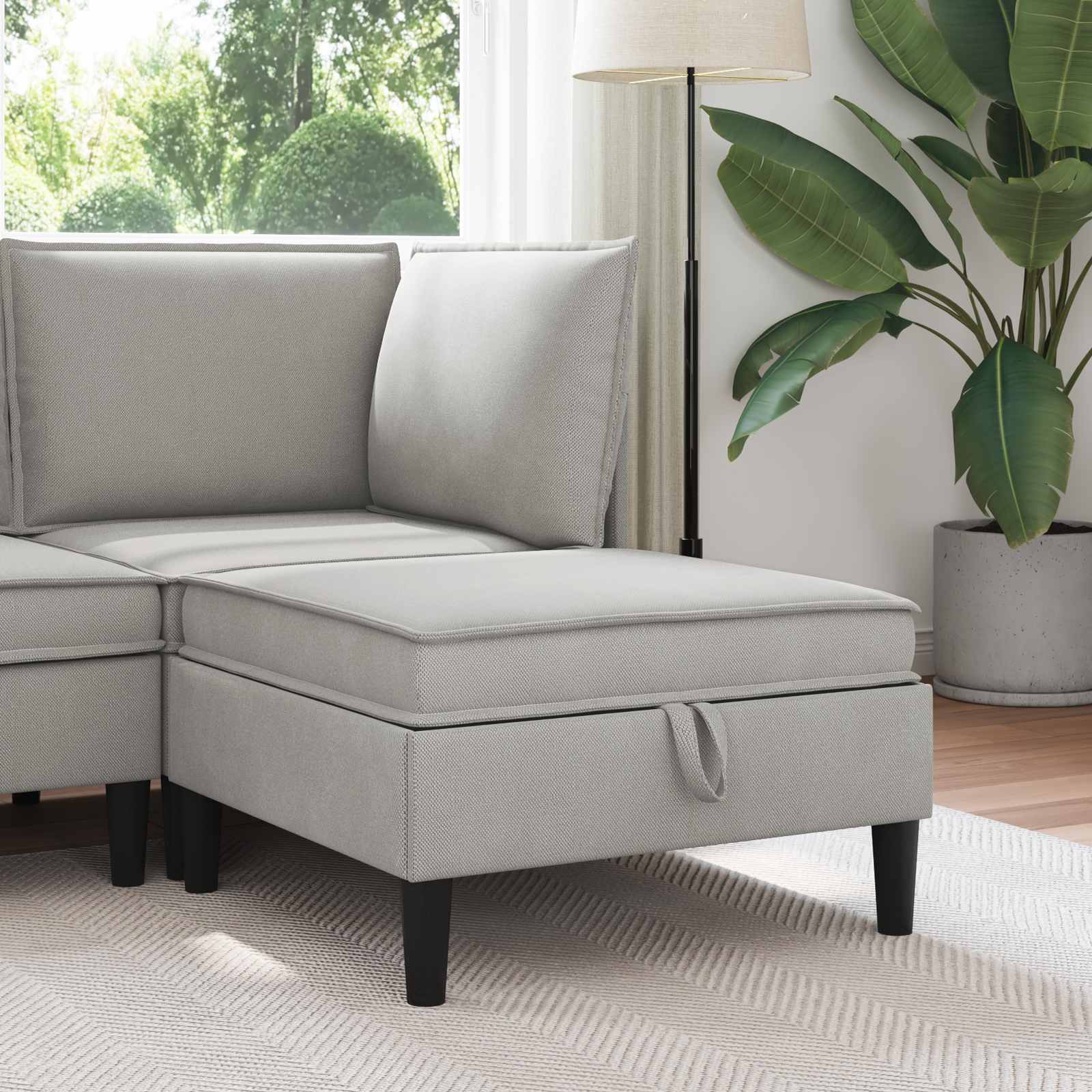 vidaXL Hoeksofa met Opbergruimte Crèmekleurig Fluweel