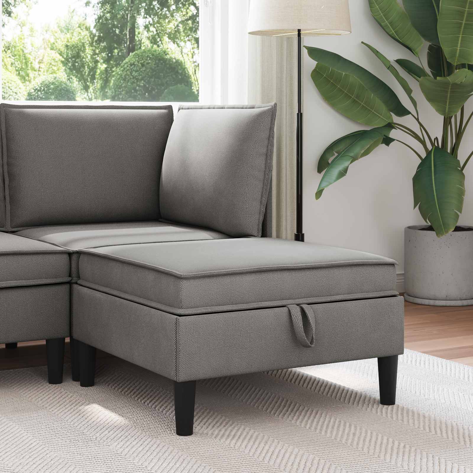 vidaXL Hoeksofa met Opbergruimte Crèmekleurig Fluweel