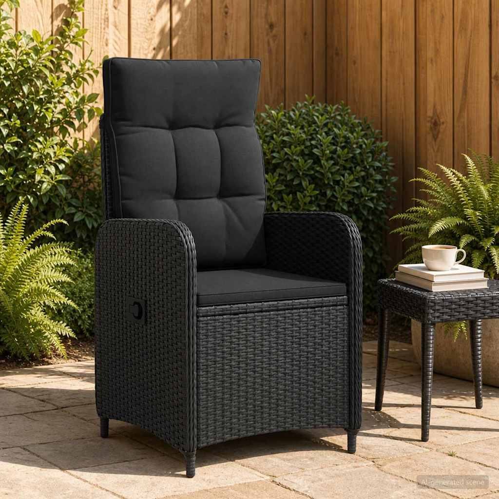 vidaXL Verstelbare tuinstoel Zwart 57 x 63 x 94 cm poly rattan