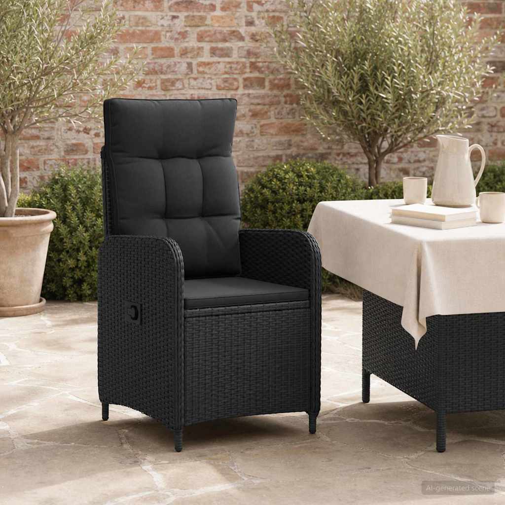 vidaXL Verstelbare tuinstoel Zwart 57 x 63 x 94 cm poly rattan