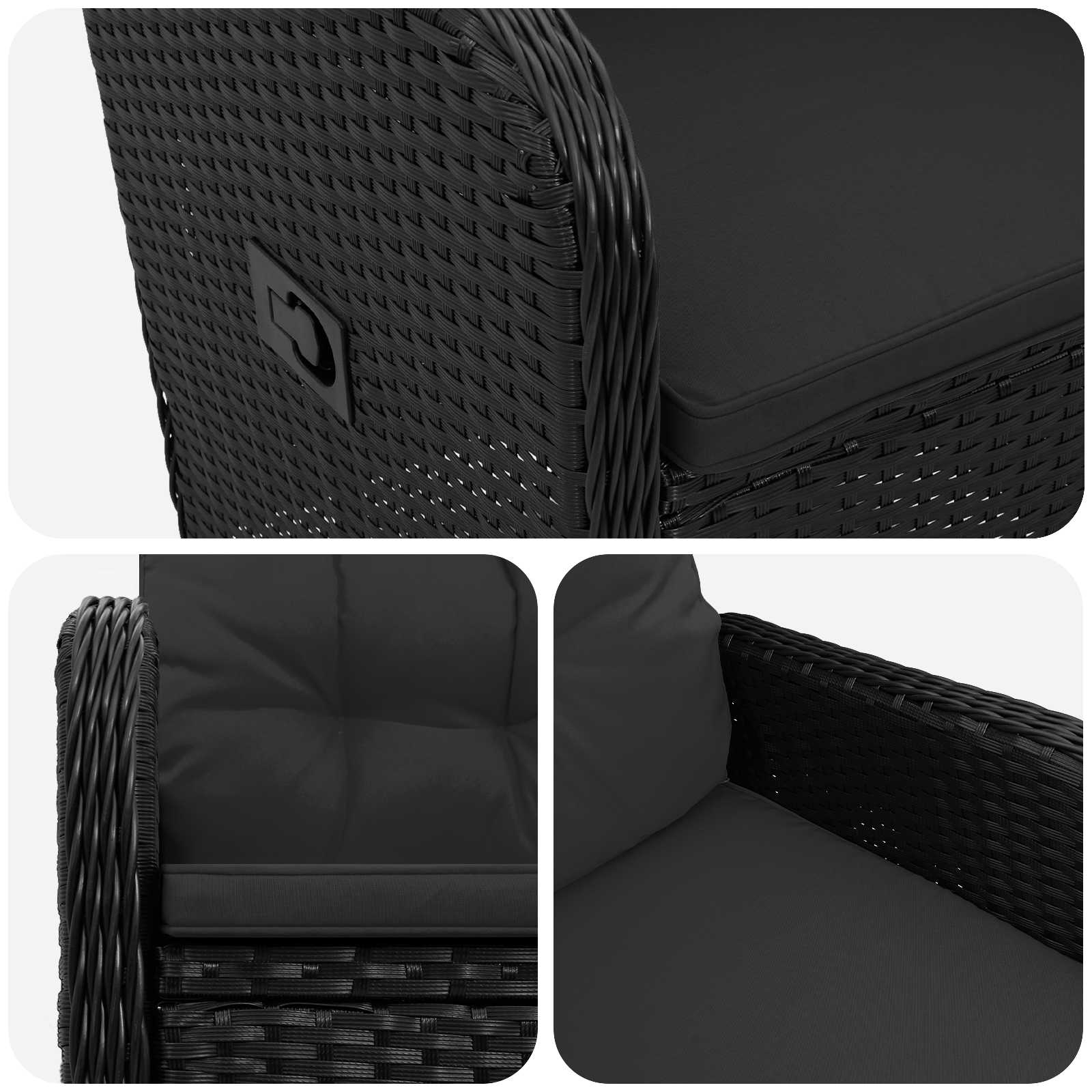 vidaXL Verstelbare tuinstoel Zwart 57 x 63 x 94 cm poly rattan