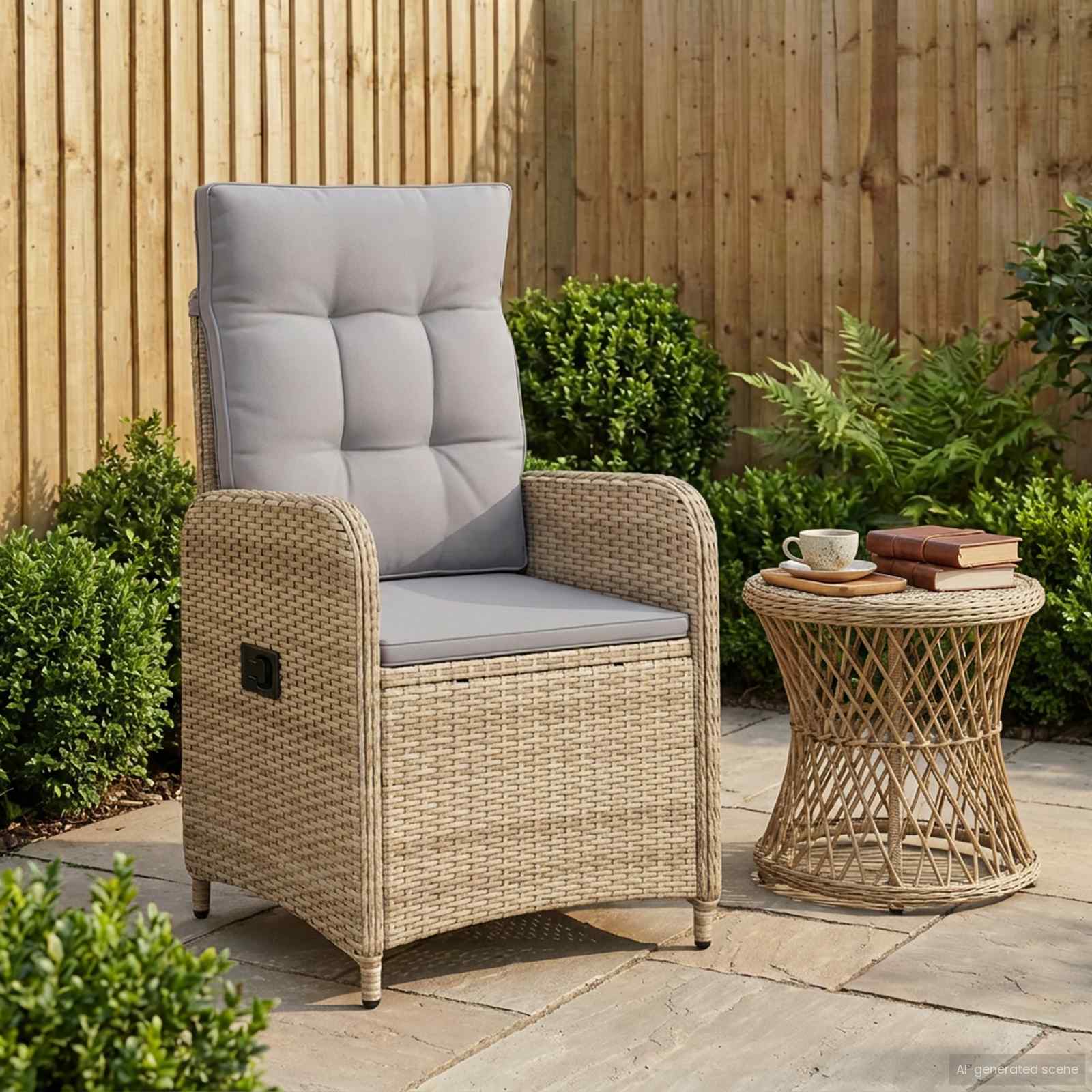vidaXL Verstelbare tuinstoel Zwart 57 x 63 x 94 cm poly rattan