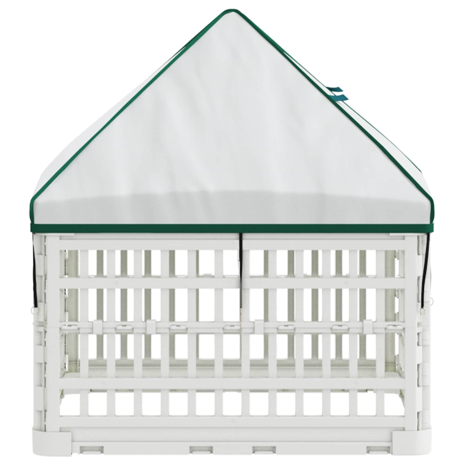 vidaXL 4 Panelen Honden Speelweide met Dak Wit 63 x 63 x 67 cm