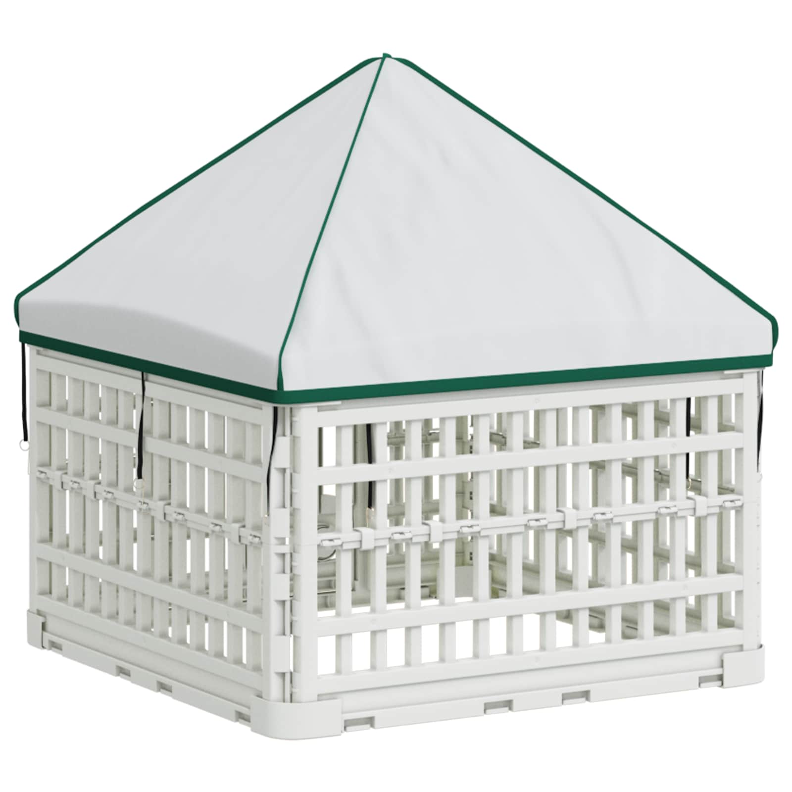 vidaXL 4 Panelen Honden Speelweide met Dak Wit 63 x 63 x 67 cm
