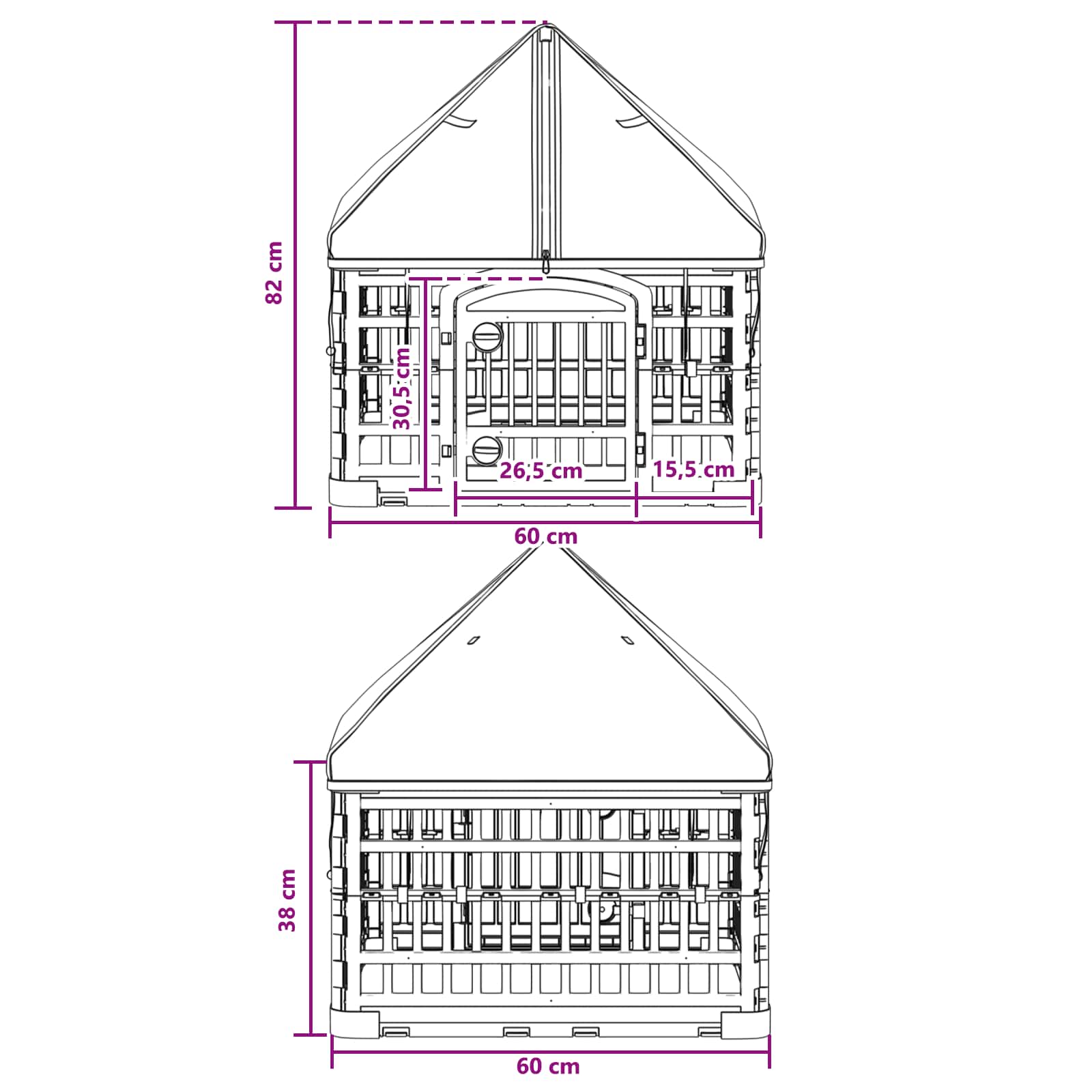 vidaXL 4 Panelen Honden Speelweide met Dak Wit 63 x 63 x 67 cm