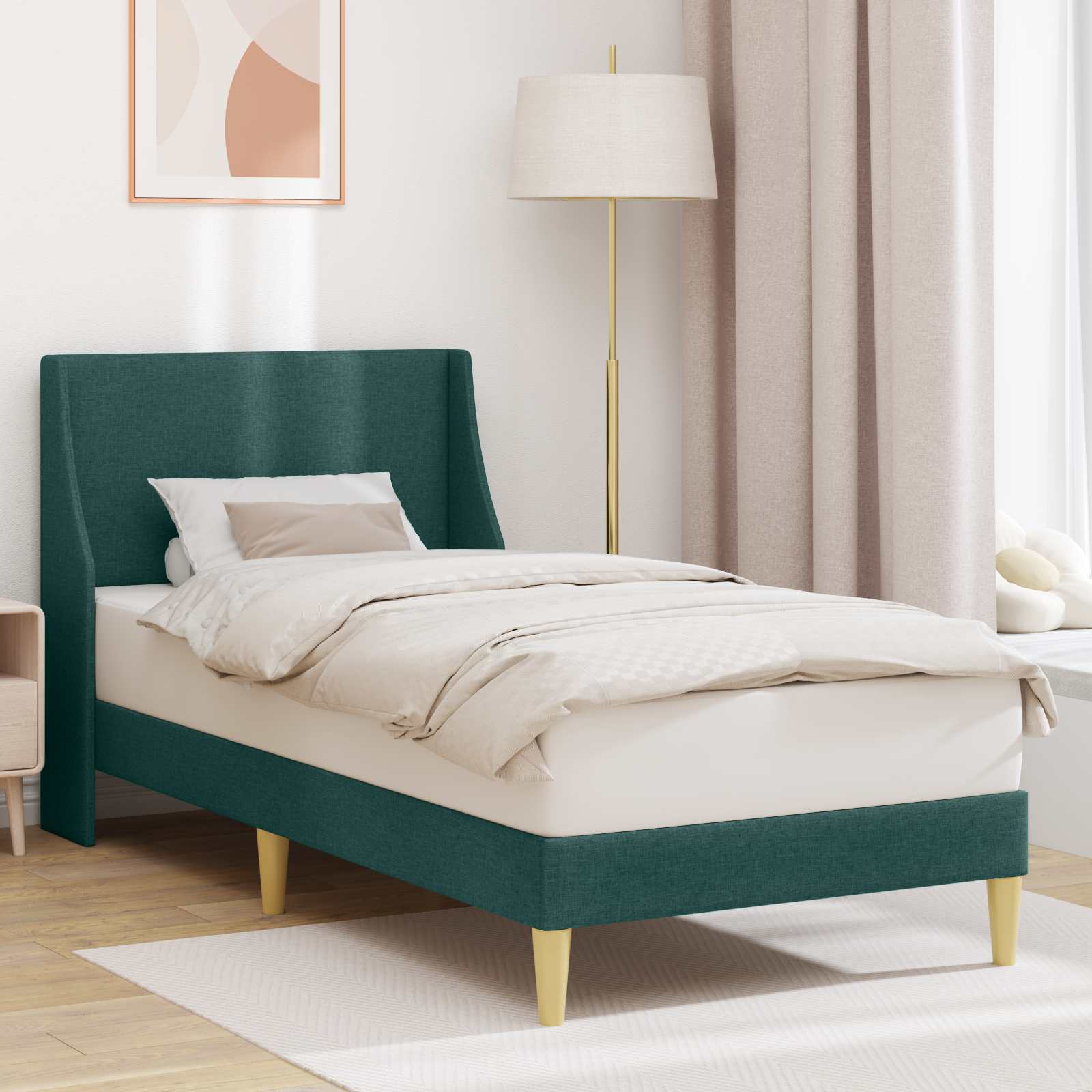 vidaXL Bedframe met hoofdeinde Lichtgrijs 90 x 200 cm Stof