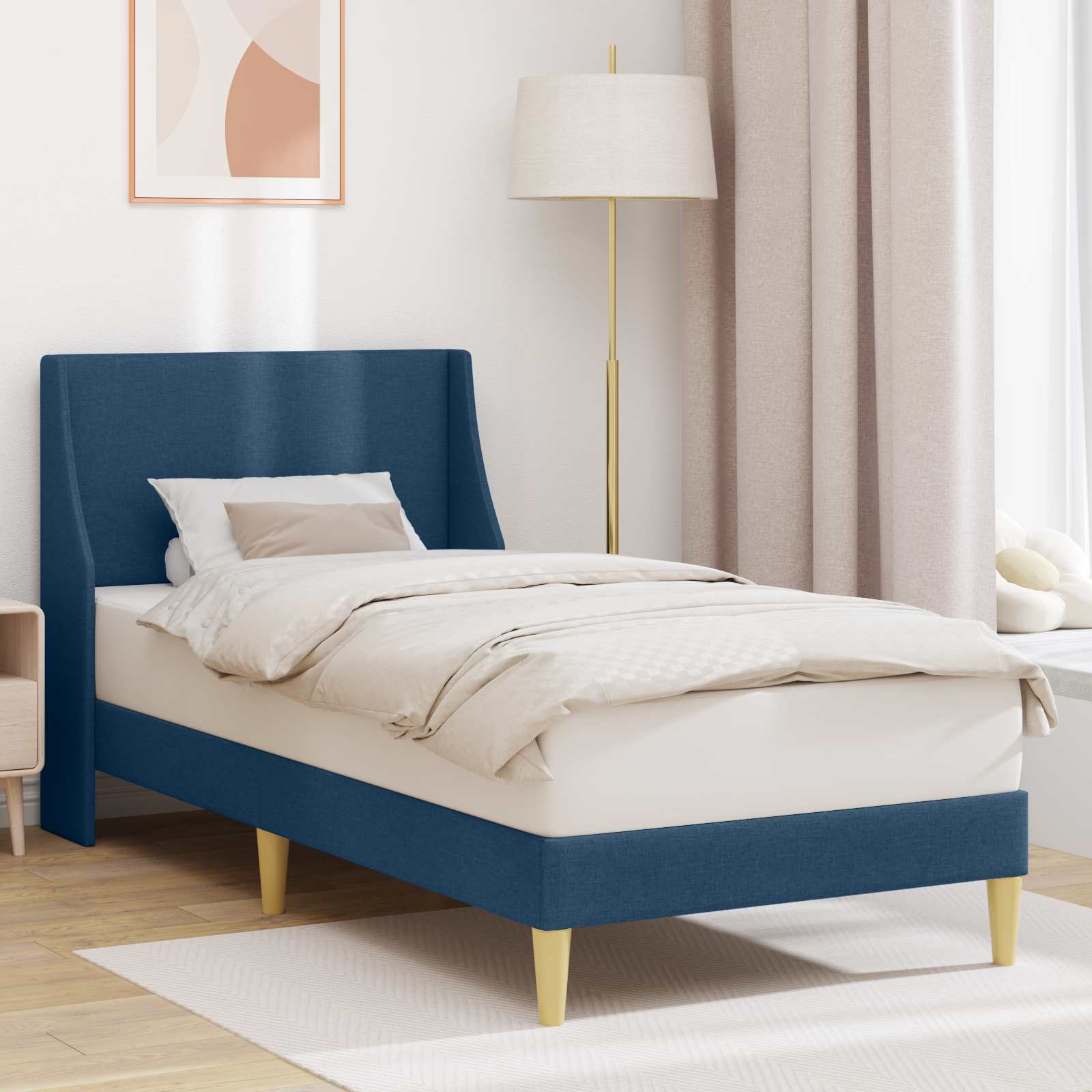 vidaXL Bedframe met hoofdeinde Lichtgrijs 90 x 200 cm Stof