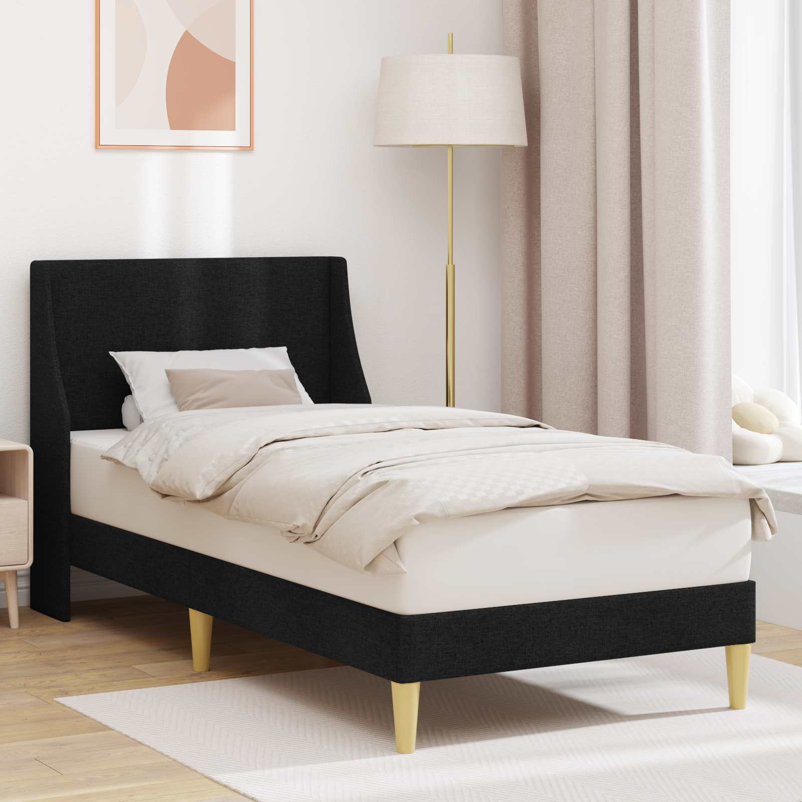 vidaXL Bedframe met hoofdeinde Lichtgrijs 90 x 200 cm Stof