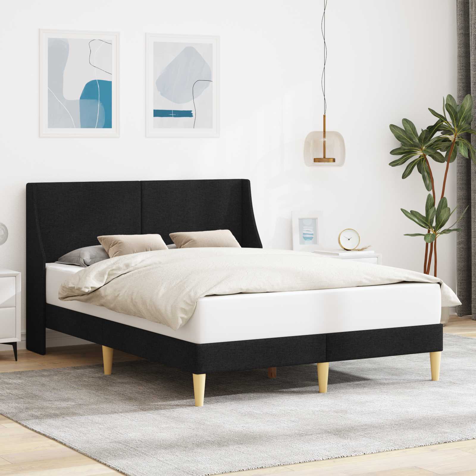 vidaXL Bedframe met hoofdeinde Lichtgrijs 90 x 200 cm Stof