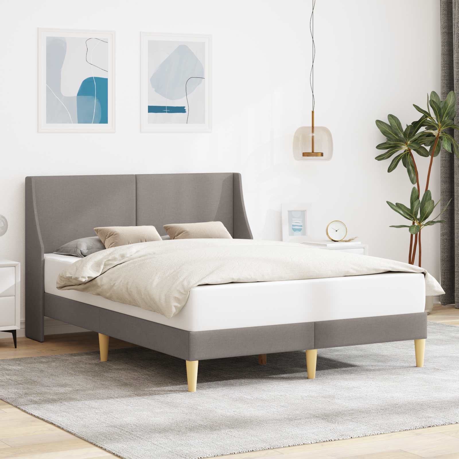 vidaXL Bedframe met hoofdeinde Lichtgrijs 90 x 200 cm Stof