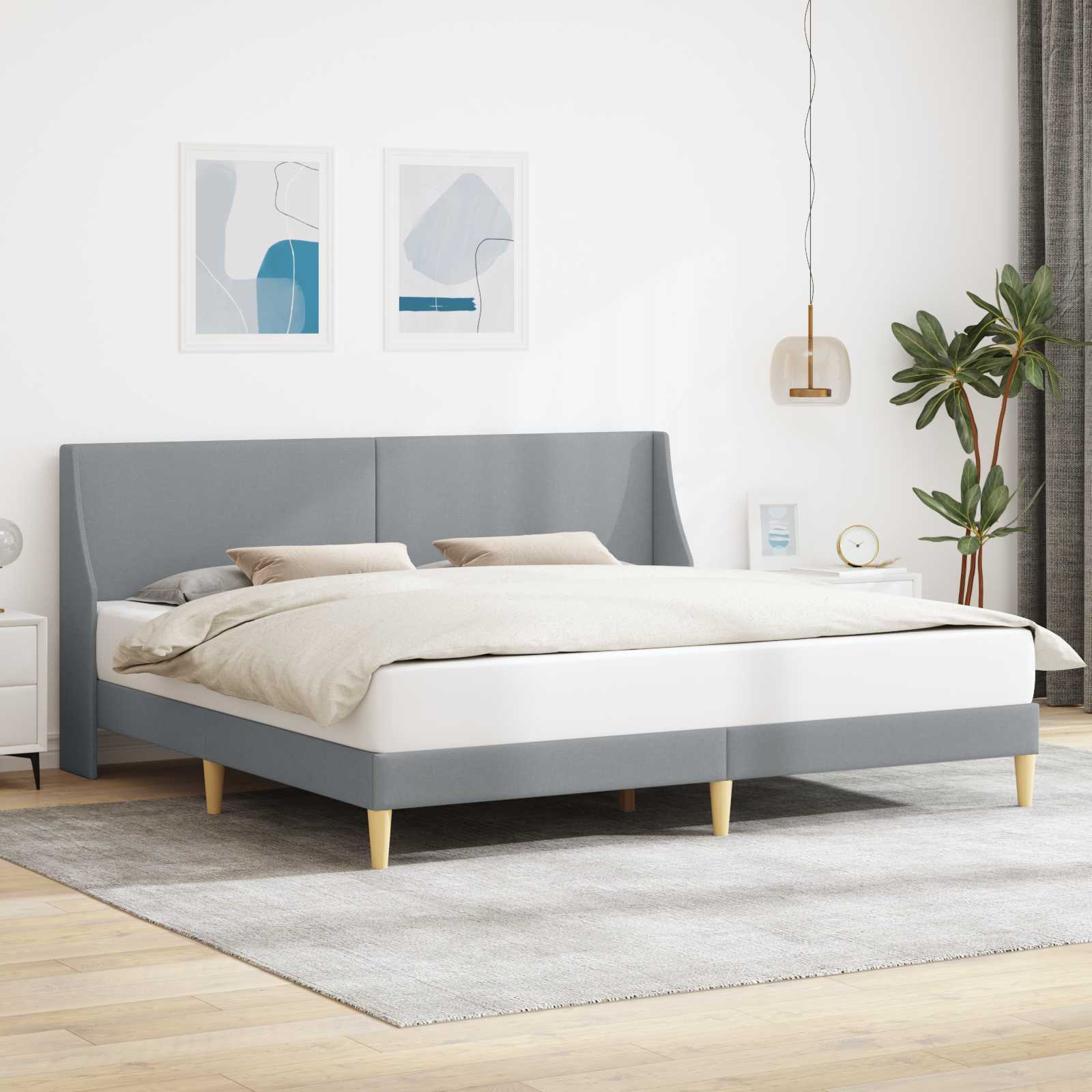 vidaXL Bedframe met hoofdeinde Lichtgrijs 90 x 200 cm Stof