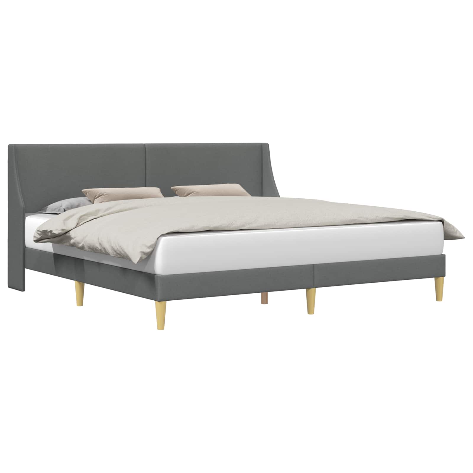 vidaXL Bedframe met hoofdeinde Donkergrijs 183 x 213 cm Stof