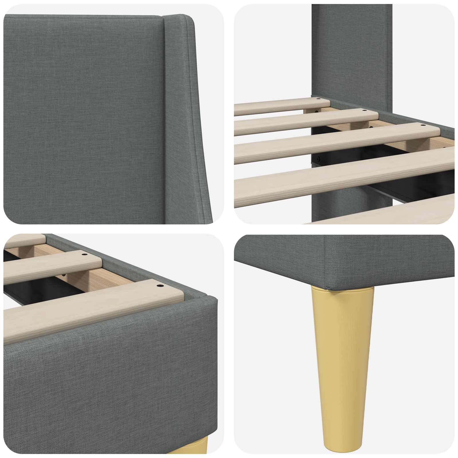 vidaXL Bedframe met hoofdeinde Donkergrijs 183 x 213 cm Stof