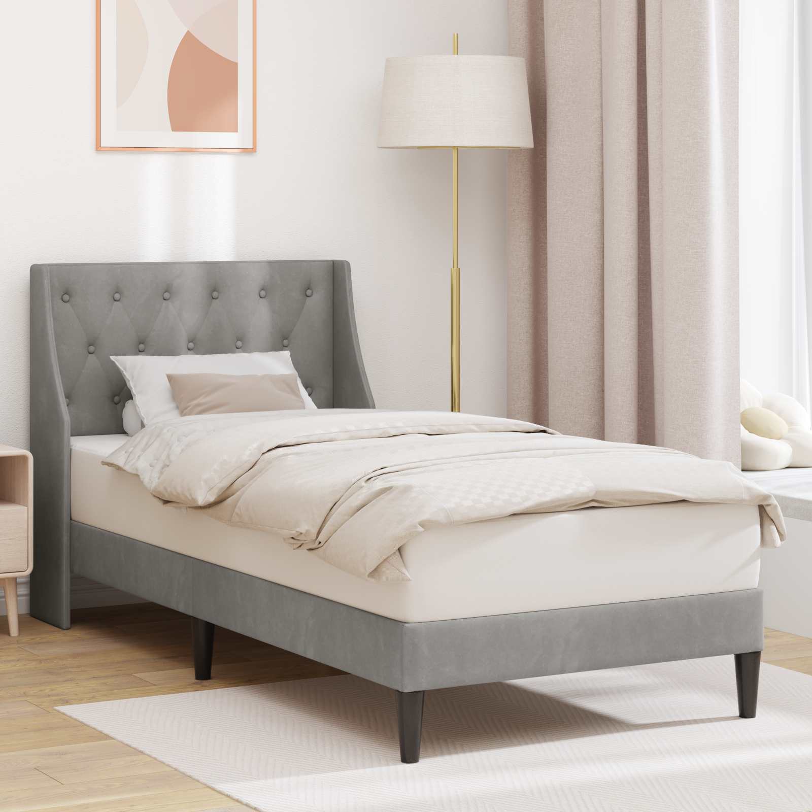 vidaXL Bedframe met hoofdeinde Roze 90 x 190 cm Fluweel