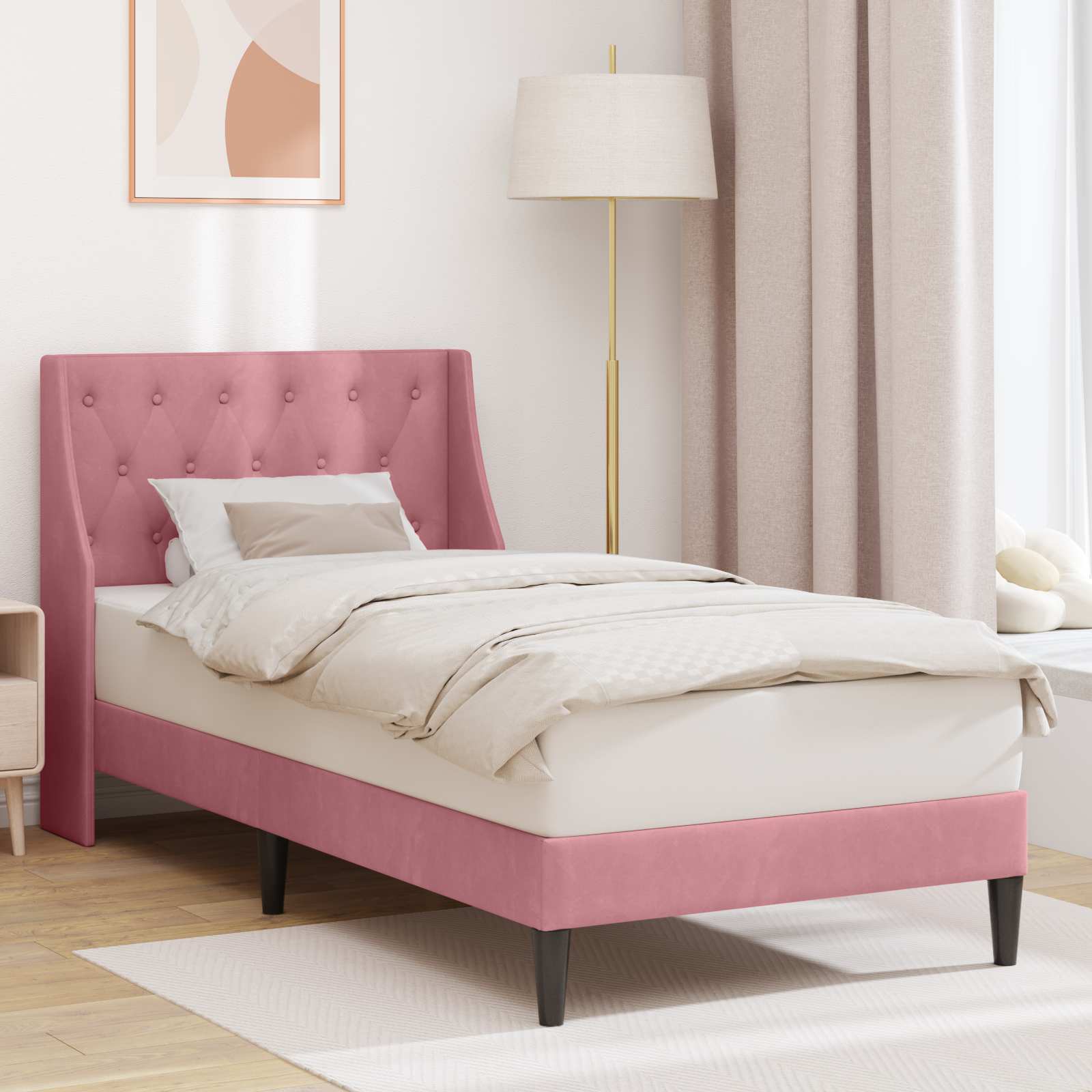 vidaXL Bedframe met hoofdeinde Roze 90 x 190 cm Fluweel