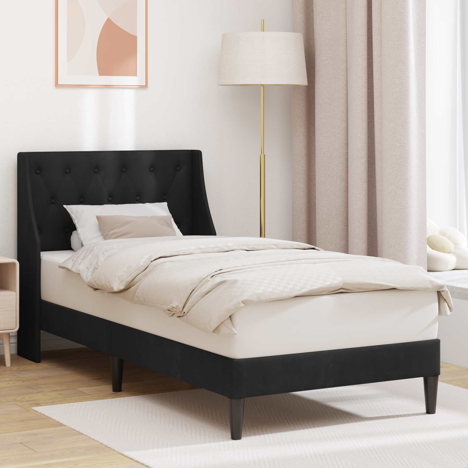 vidaXL Bedframe met hoofdeinde Roze 90 x 190 cm Fluweel