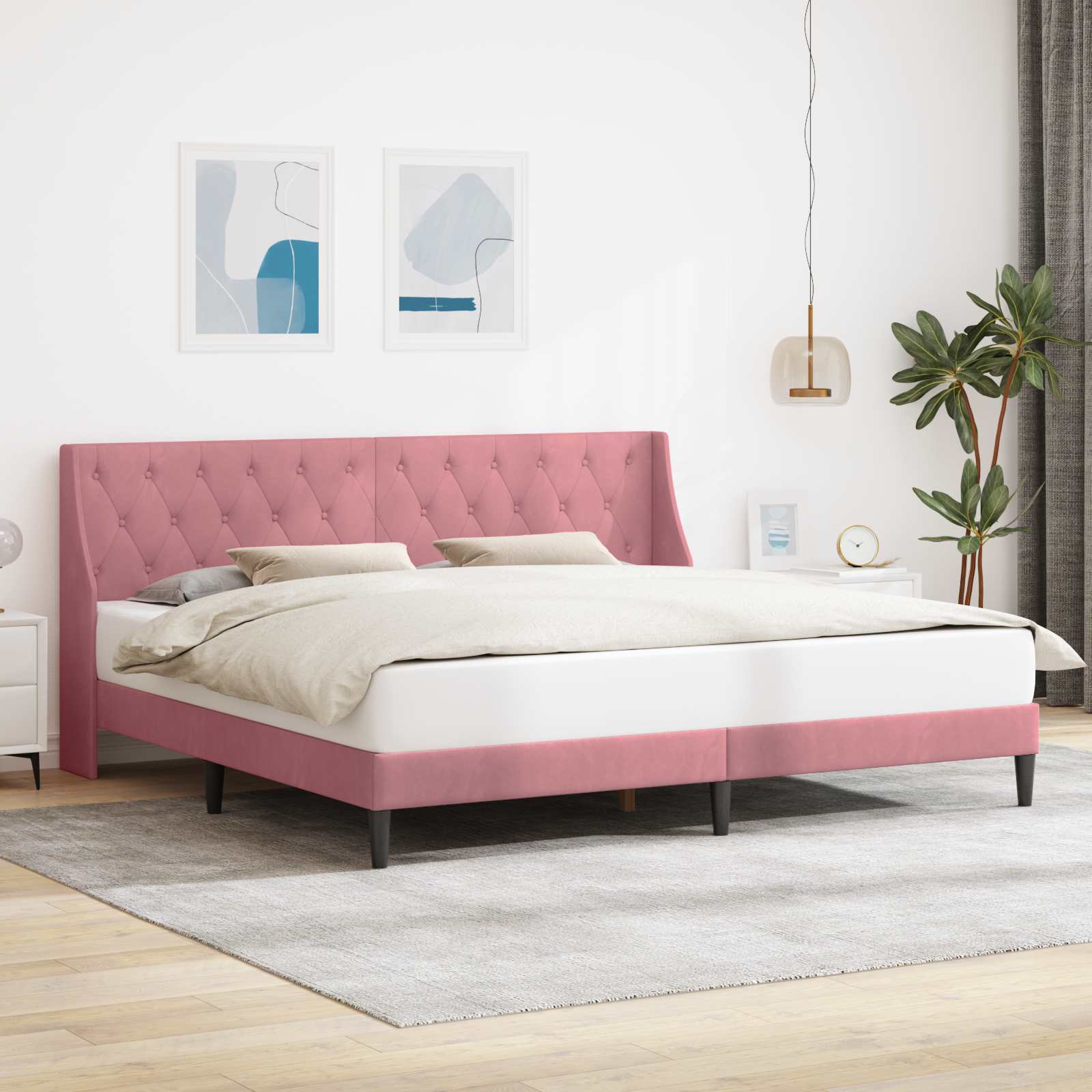 vidaXL Bedframe met hoofdeinde Roze 90 x 190 cm Fluweel