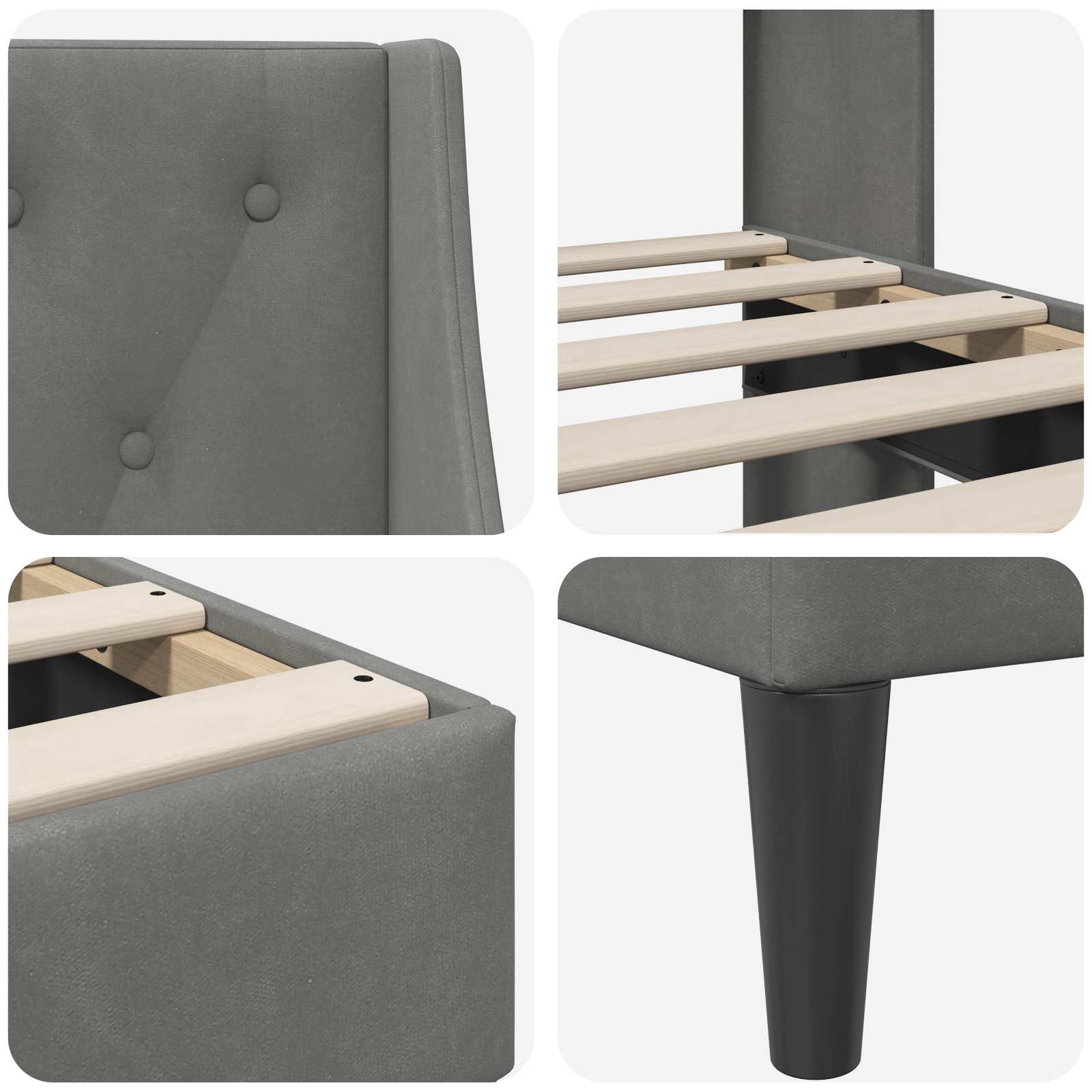 vidaXL Bedframe met hoofdeinde Donkergrijs 100 x 203 cm Fluweel