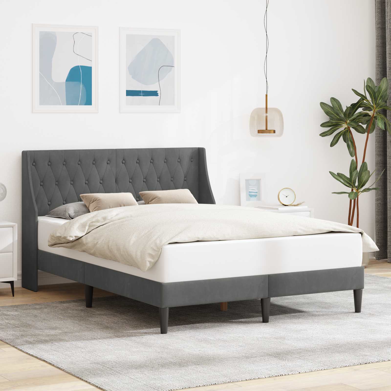 vidaXL Bedframe met hoofdeinde Donkergrijs 100 x 203 cm Fluweel