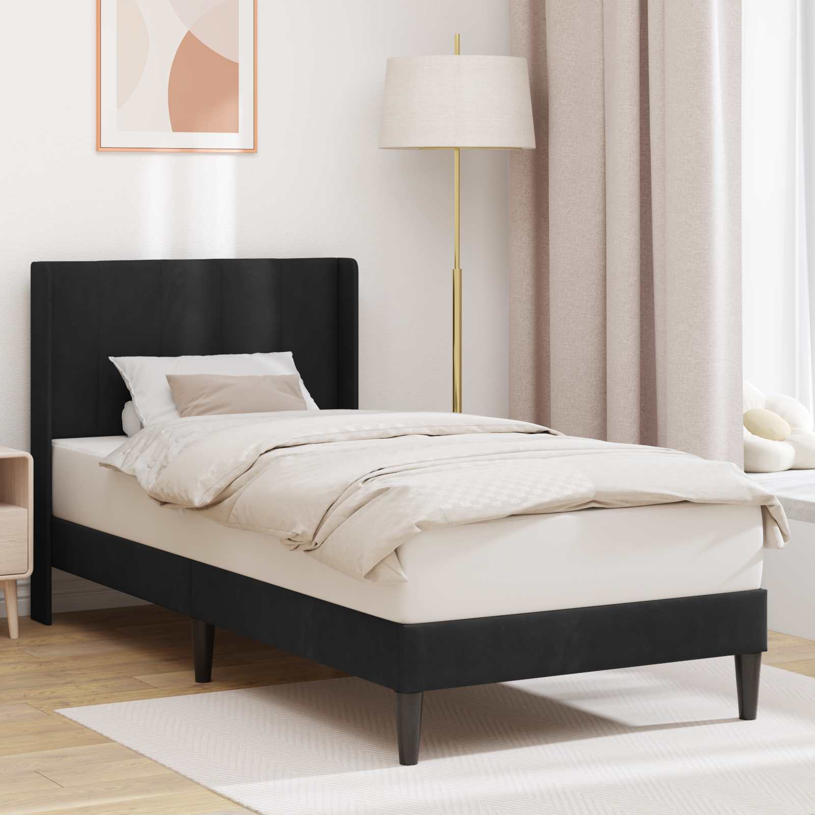 vidaXL Bedframe met hoofdeinde Lichtgrijs 80 x 200 cm Fluweel