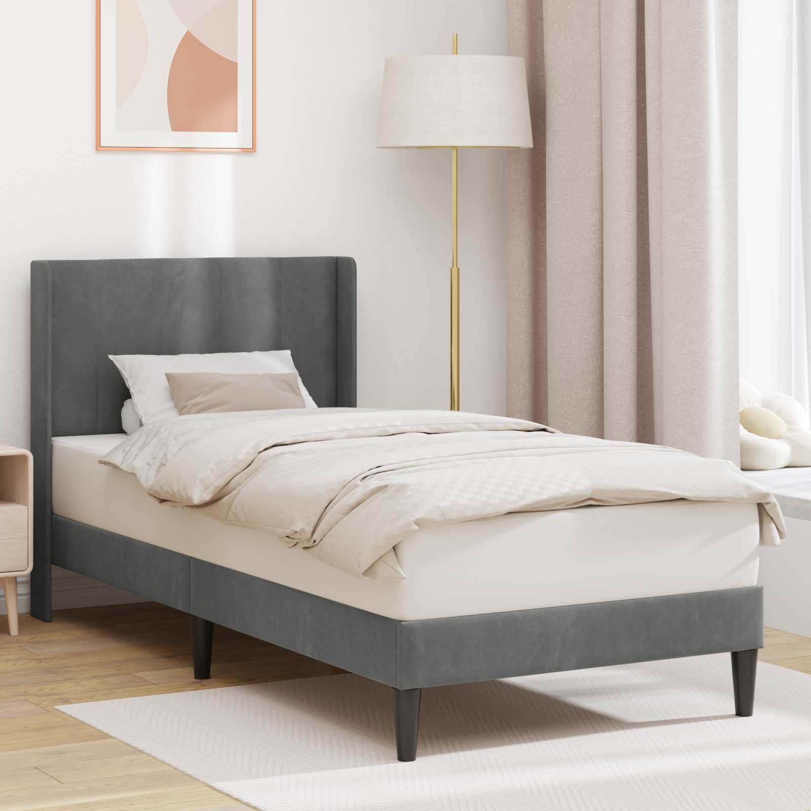 vidaXL Bedframe met hoofdeinde Lichtgrijs 80 x 200 cm Fluweel