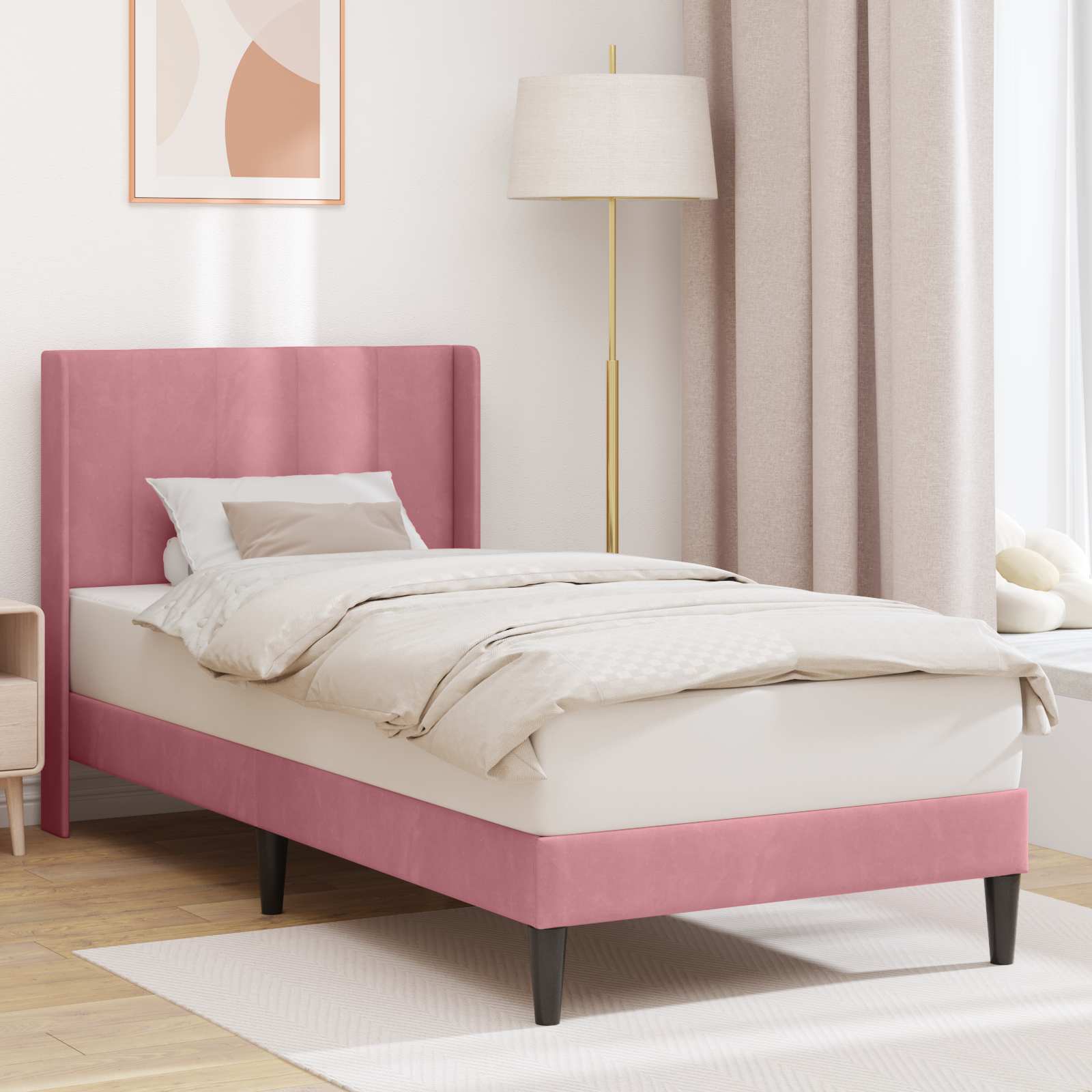 vidaXL Bedframe met hoofdeinde Lichtgrijs 80 x 200 cm Fluweel
