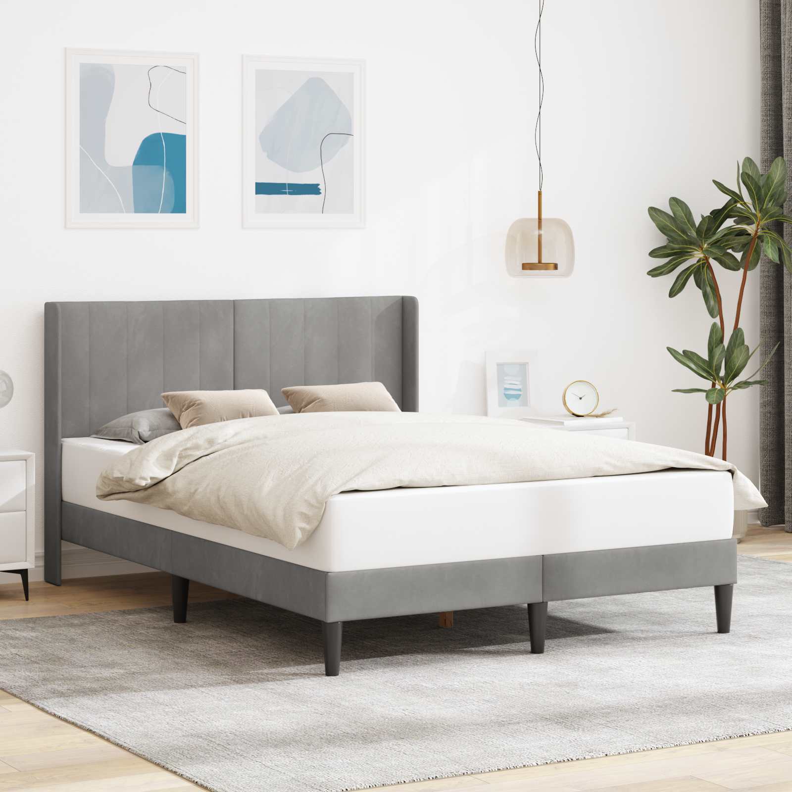 vidaXL Bedframe met hoofdeinde Lichtgrijs 80 x 200 cm Fluweel