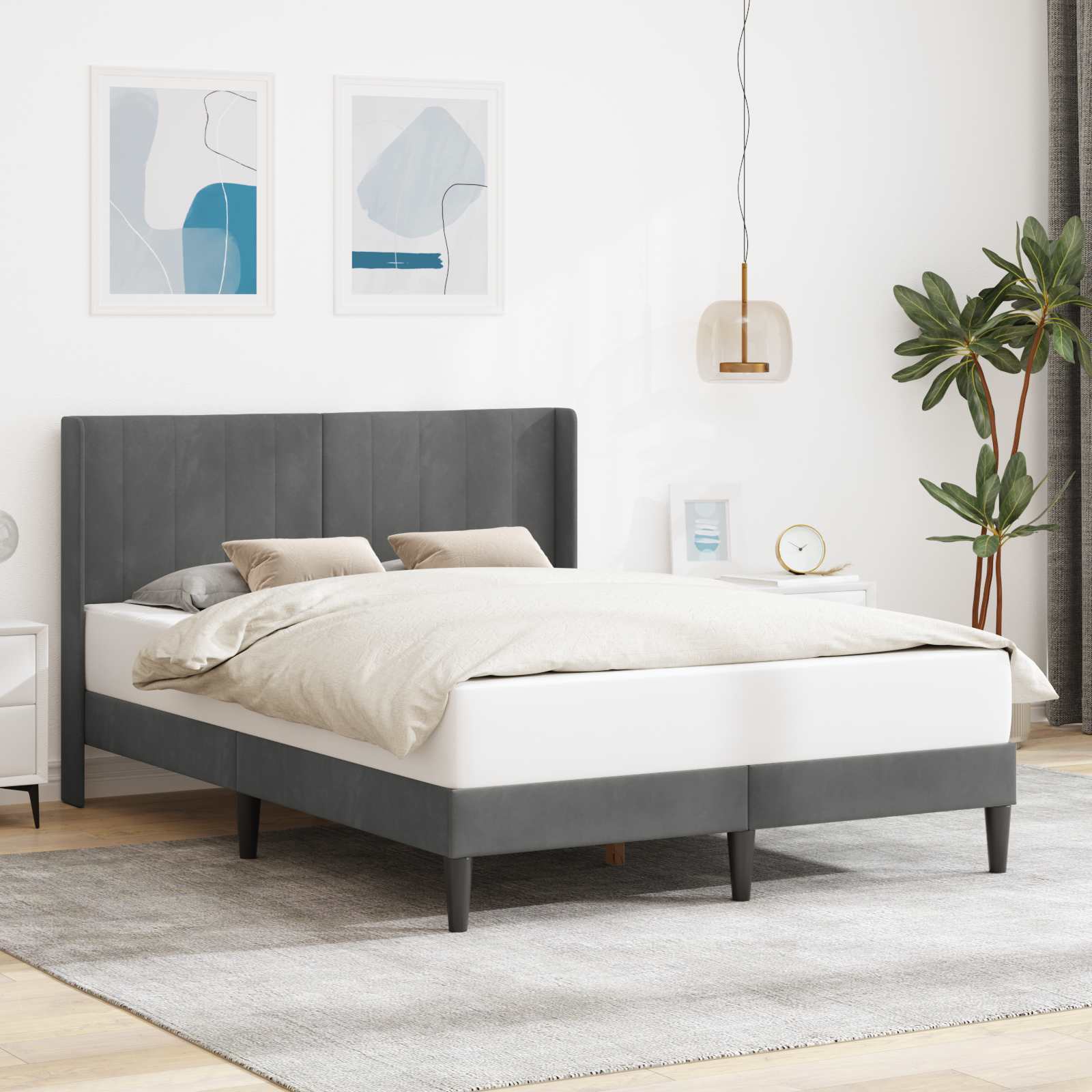 vidaXL Bedframe met hoofdeinde Lichtgrijs 80 x 200 cm Fluweel
