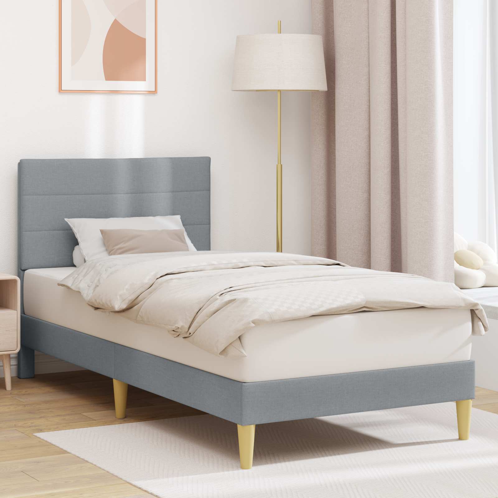 vidaXL Bedframe met hoofdeinde Lichtgrijs 80 x 200 cm Stof