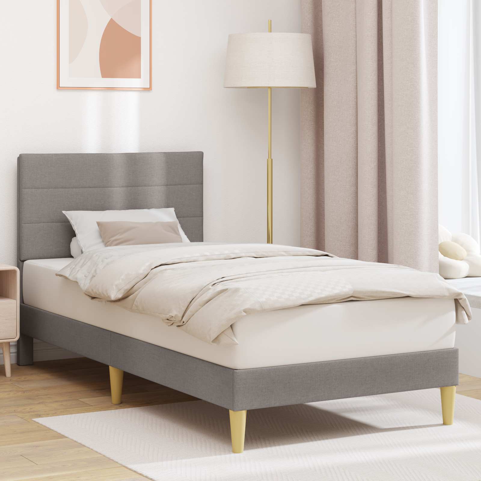 vidaXL Bedframe met hoofdeinde Lichtgrijs 80 x 200 cm Stof