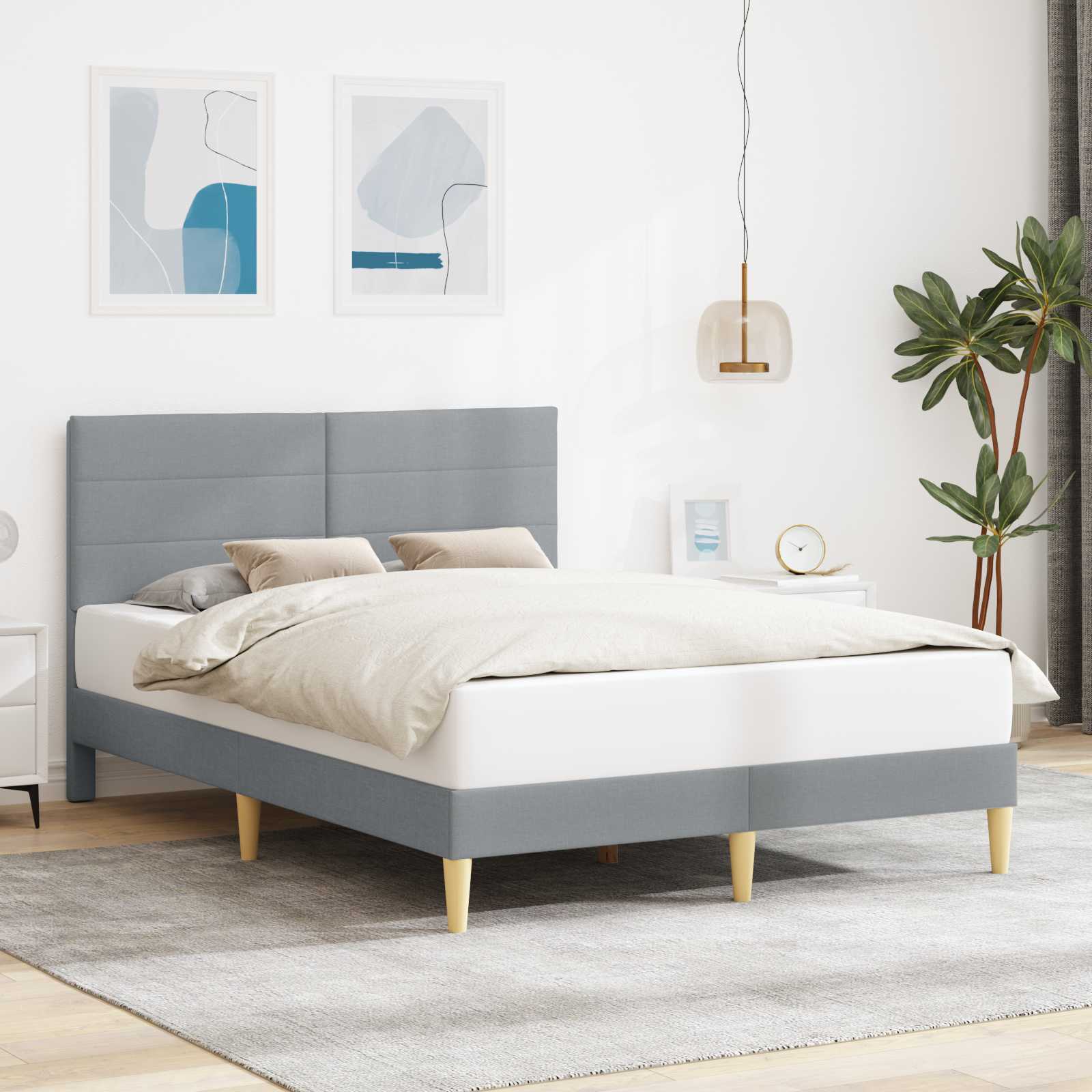 vidaXL Bedframe met hoofdeinde Lichtgrijs 80 x 200 cm Stof