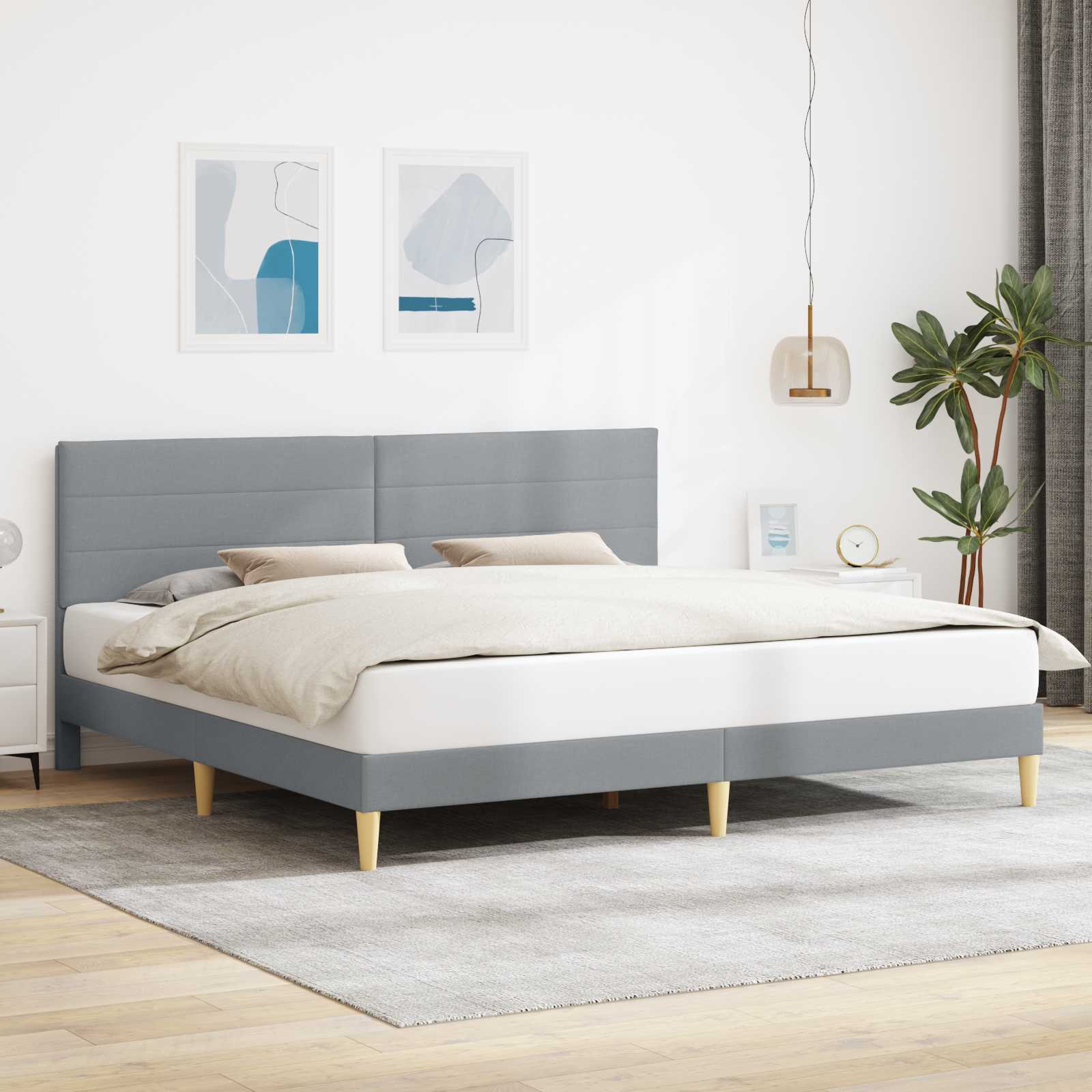 vidaXL Bedframe met hoofdeinde Lichtgrijs 80 x 200 cm Stof